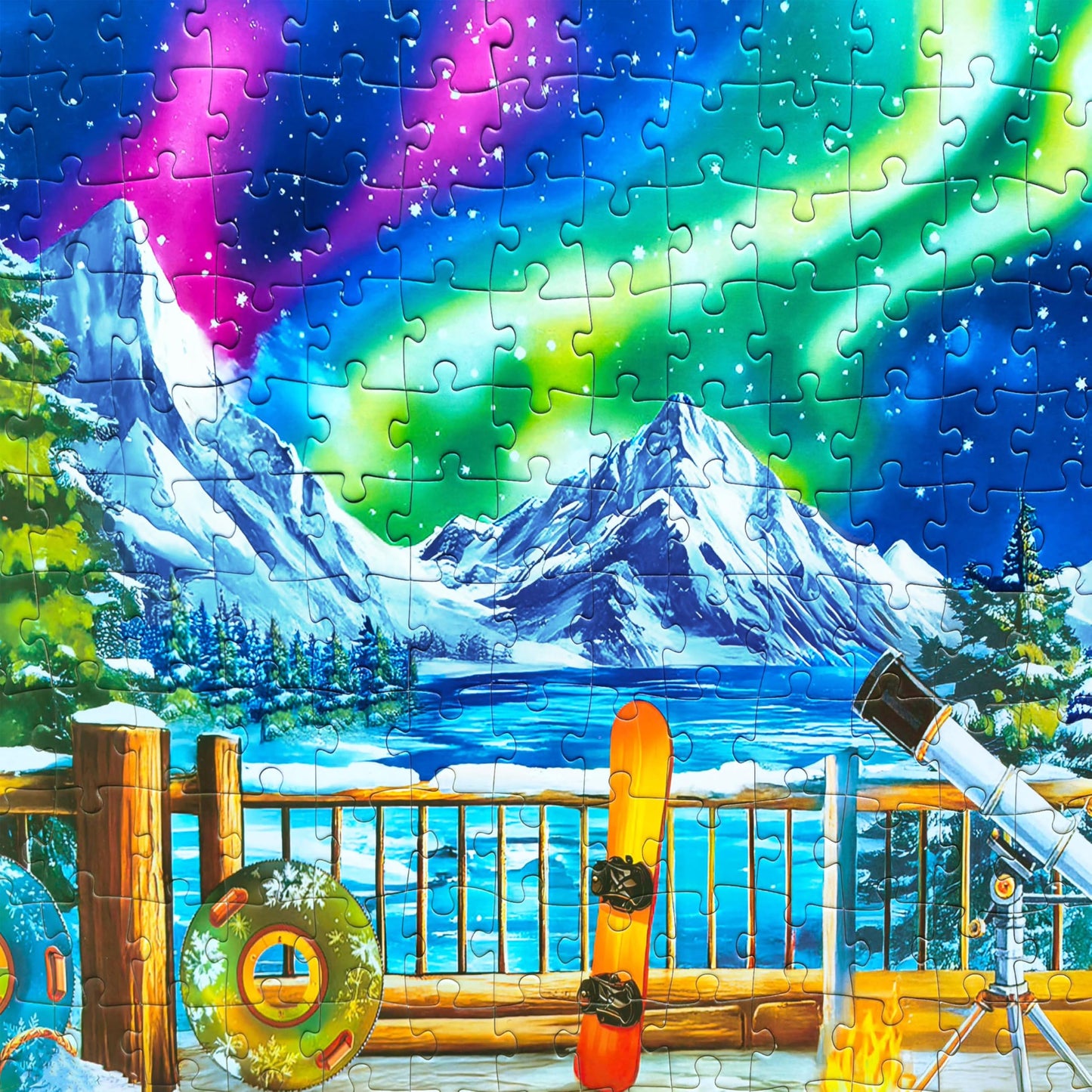 Kribin 300 Piece Puzzle – Northern Lights Lounge Cabin | Large Piece Jigsaw for All Ages