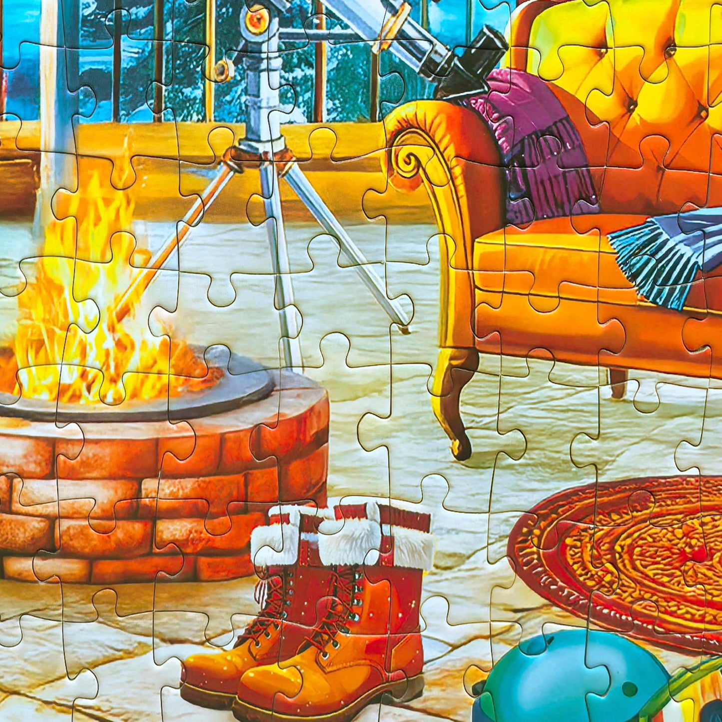 Kribin 300 Piece Puzzle – Northern Lights Lounge Cabin | Large Piece Jigsaw for All Ages