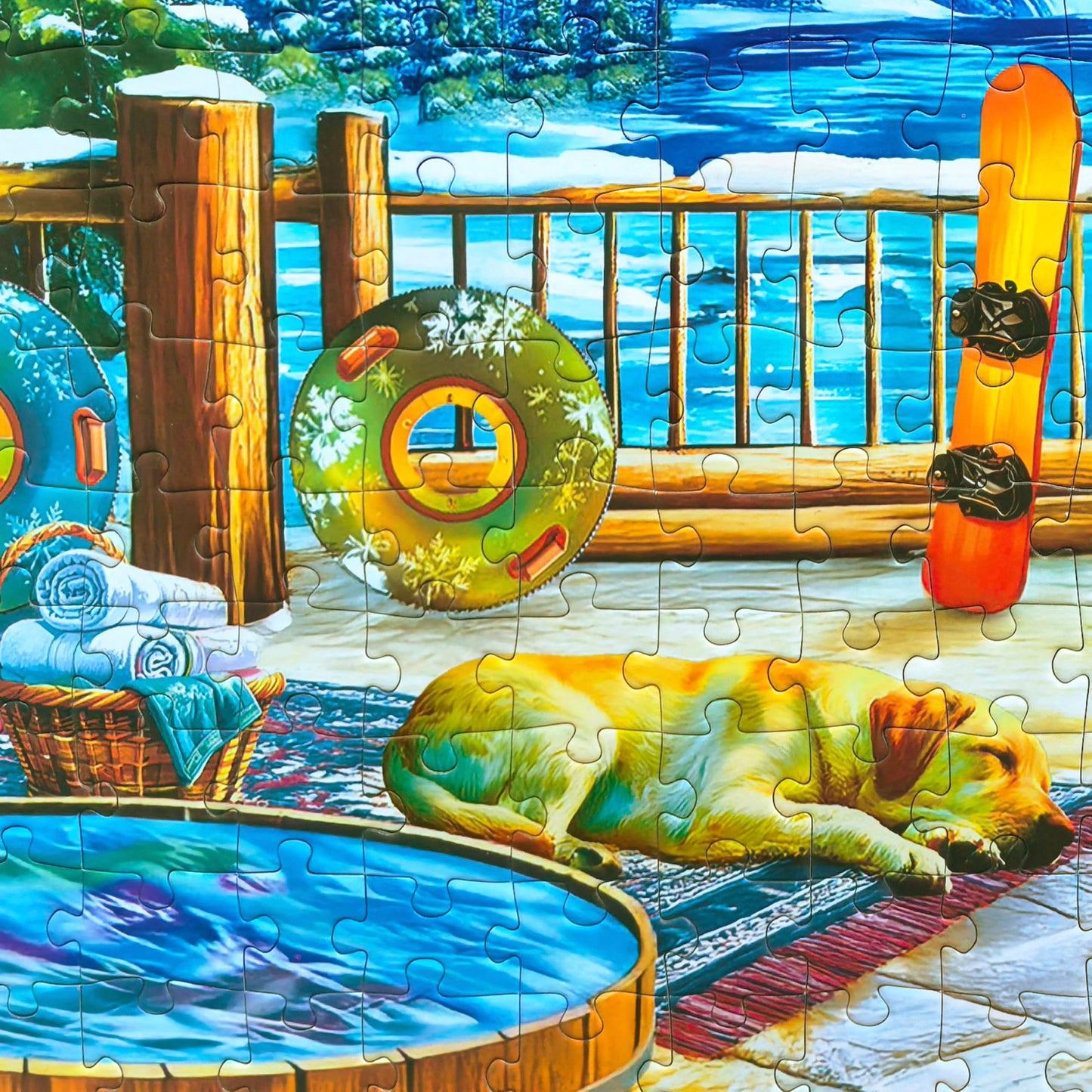 Kribin 300 Piece Puzzle – Northern Lights Lounge Cabin | Large Piece Jigsaw for All Ages