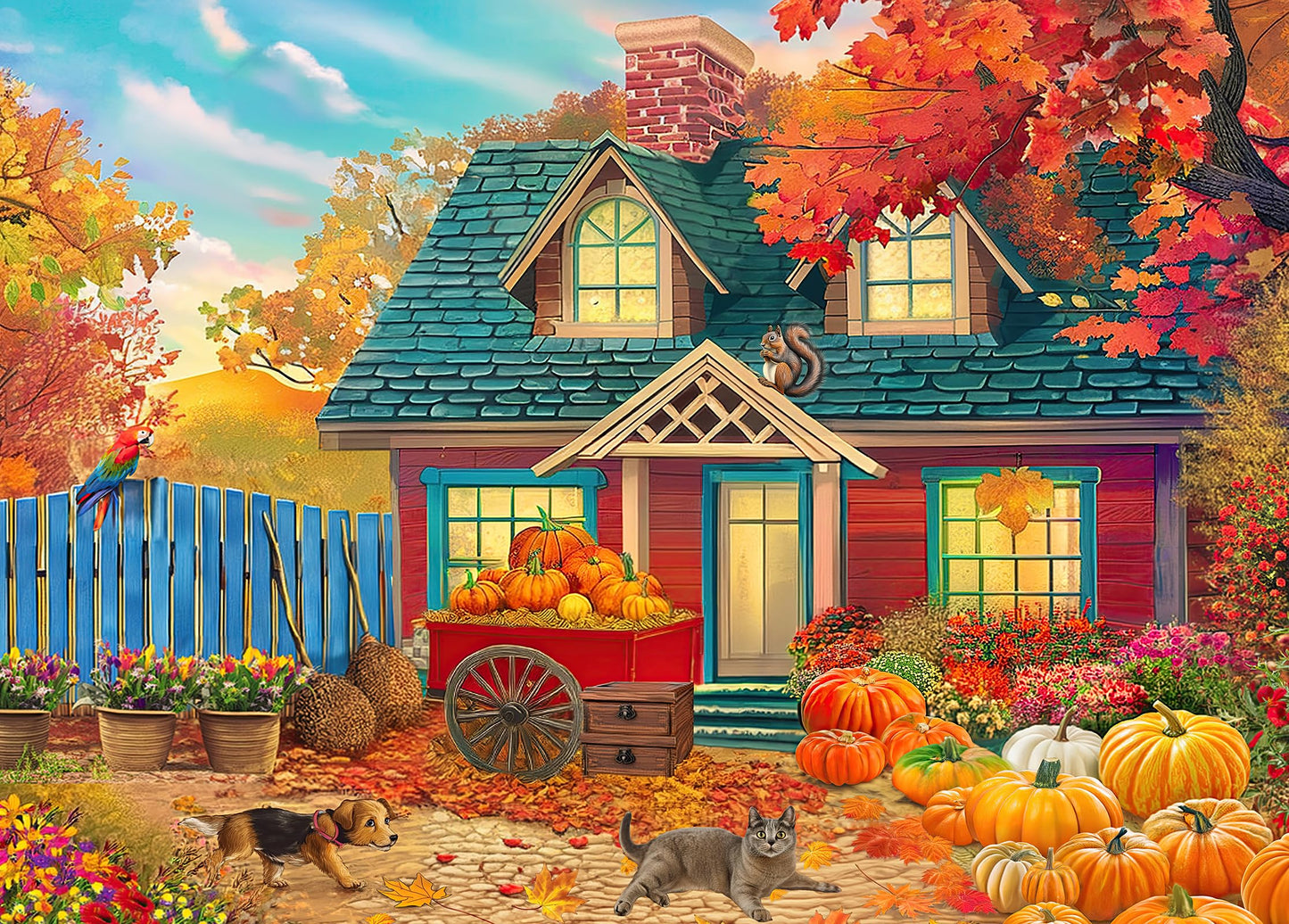 Kribin 300 Piece Fall Puzzle for Adults & Seniors – Autumn Pumpkin Harvest