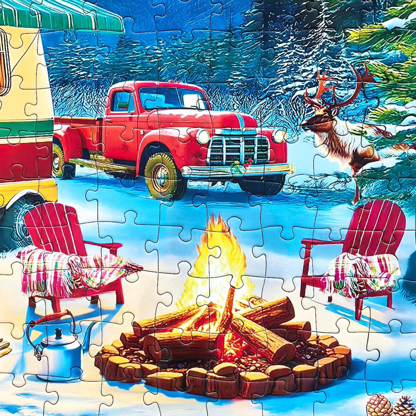 Kribin 300-Piece Jigsaw Puzzle – Northern Lights Forest RV