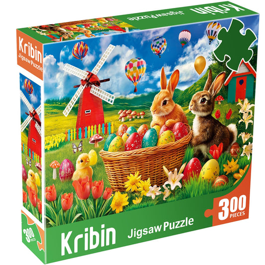 Kribin 300-Piece Easter Puzzle – For All Ages + Poster