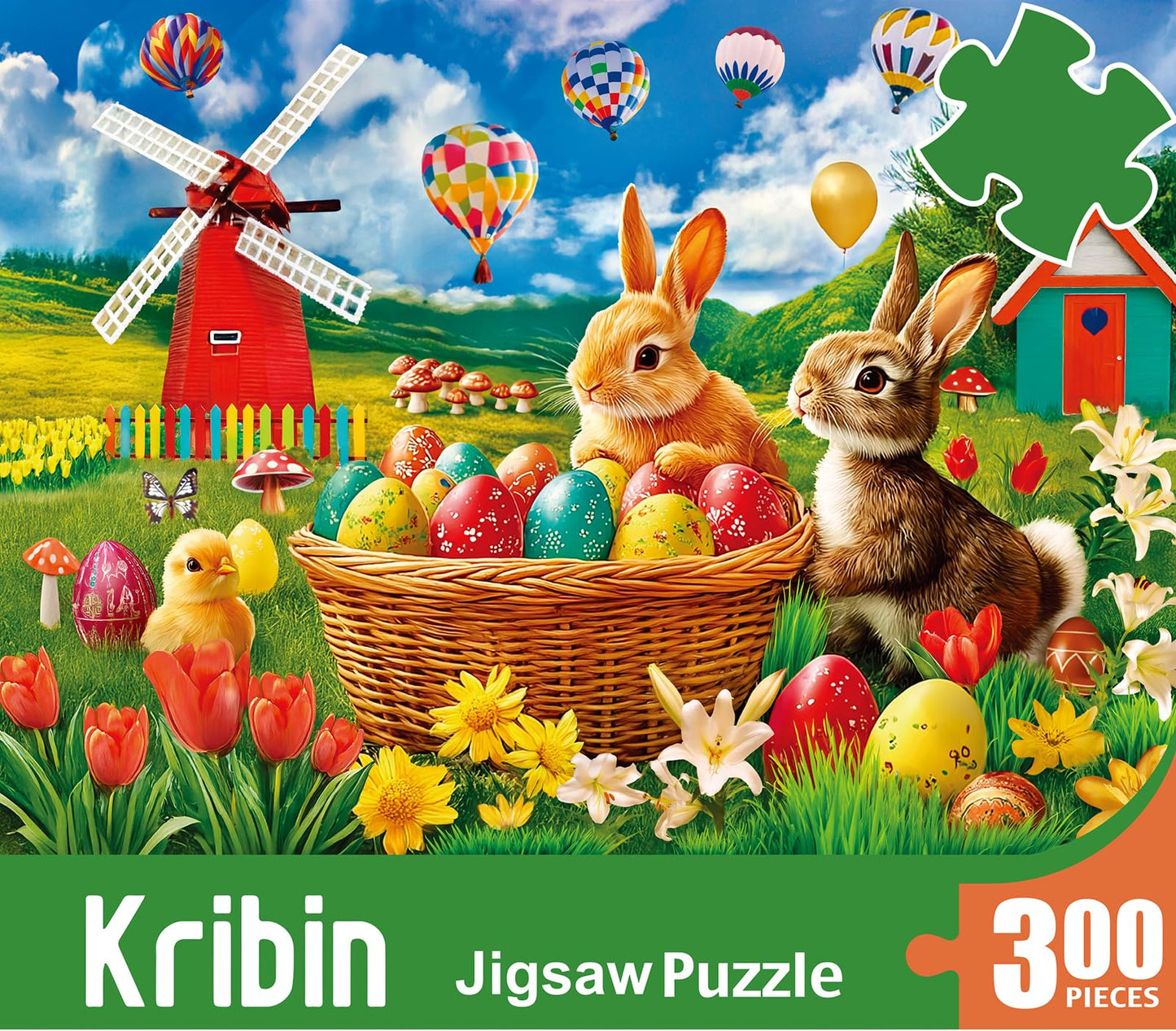 Kribin 300-Piece Easter Puzzle – For All Ages + Poster