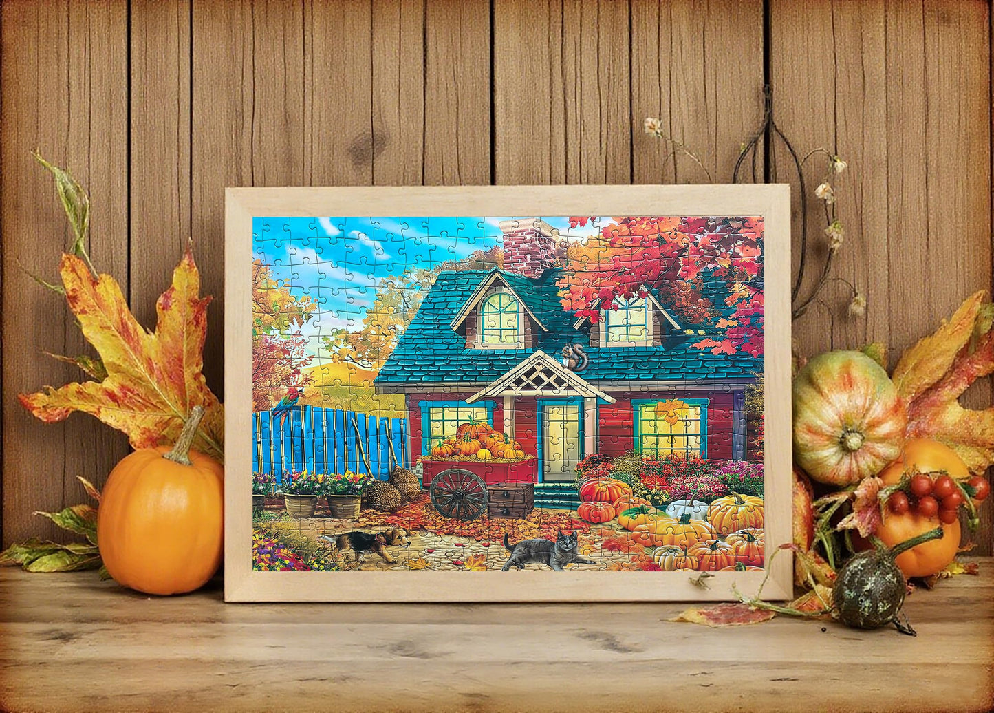 Kribin 300 Piece Fall Puzzle for Adults & Seniors – Autumn Pumpkin Harvest