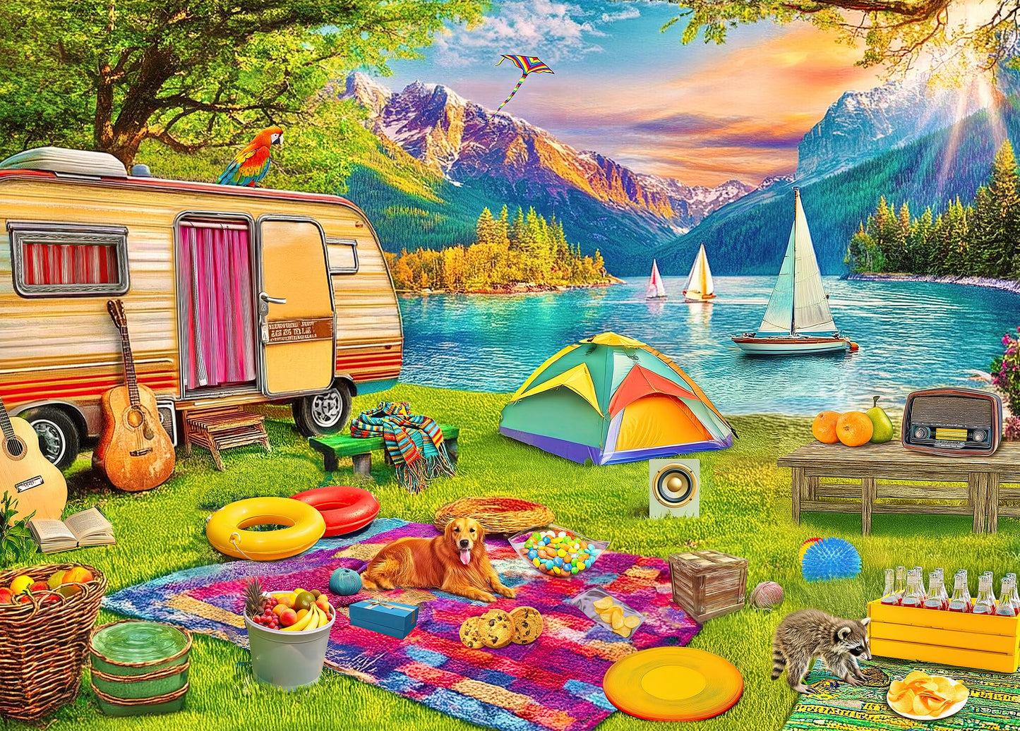 Kribin 300-Piece Lake Camping Puzzle – Large Pieces for Adults & Seniors