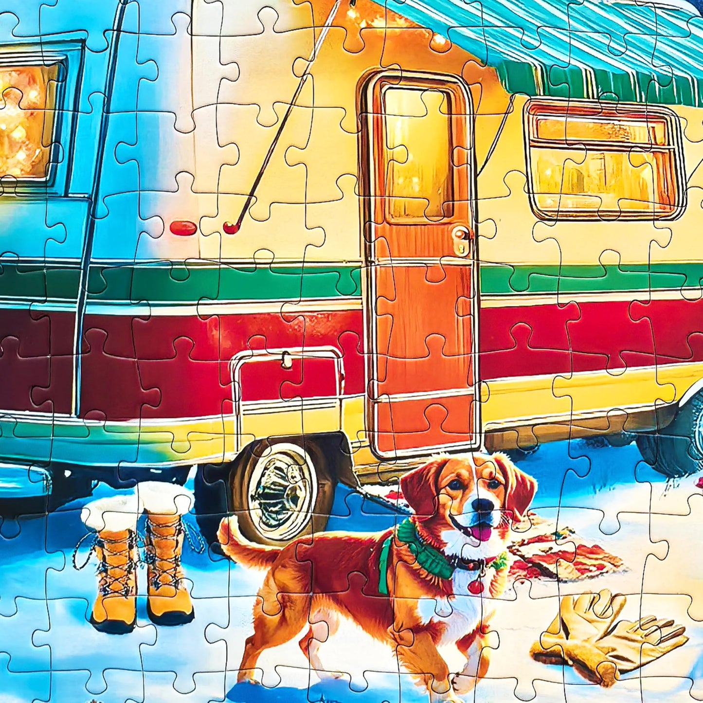 Kribin 300-Piece Jigsaw Puzzle – Northern Lights Forest RV