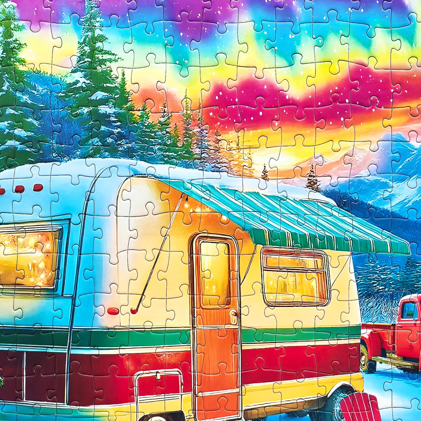 Kribin 300-Piece Jigsaw Puzzle – Northern Lights Forest RV