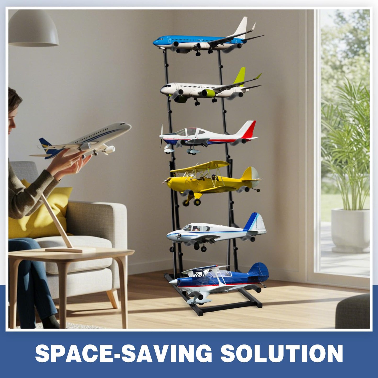 Kritkin RC Airplanes Storage Rack – 18-Inch Display Stand with Adjustable Shelves