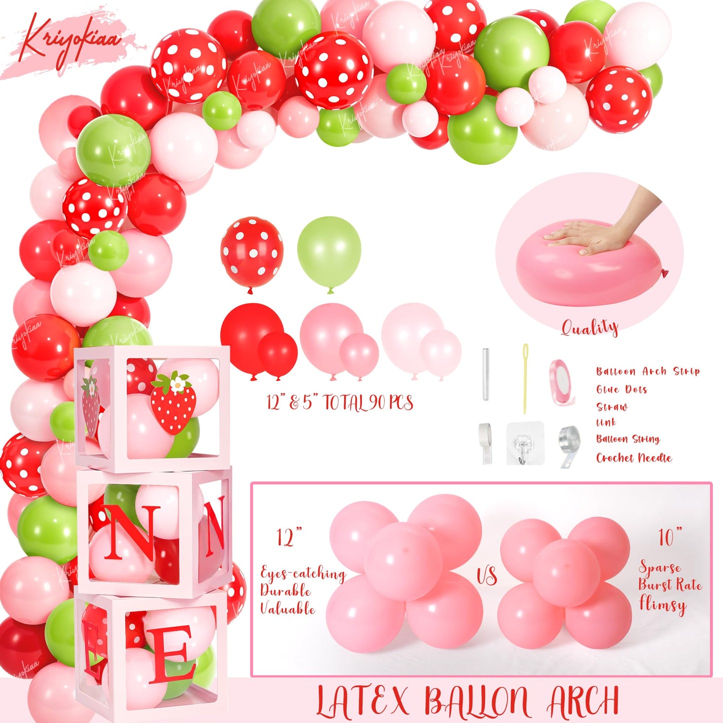 Kriyokiaa Berry First Birthday Decor – Strawberry Theme Party Set for Girls