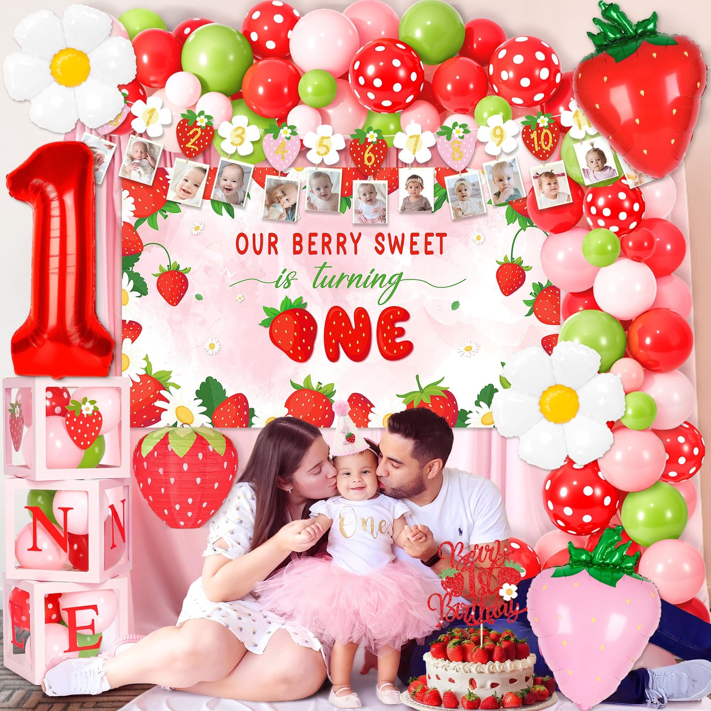 Kriyokiaa Berry First Birthday Decor – Strawberry Theme Party Set for Girls
