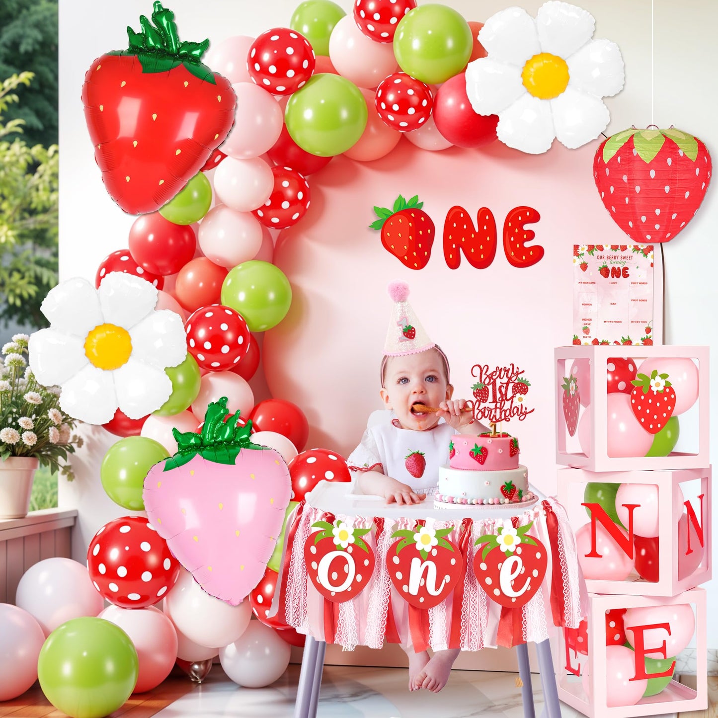 Kriyokiaa Berry First Birthday Decor – Strawberry Theme Party Set for Girls
