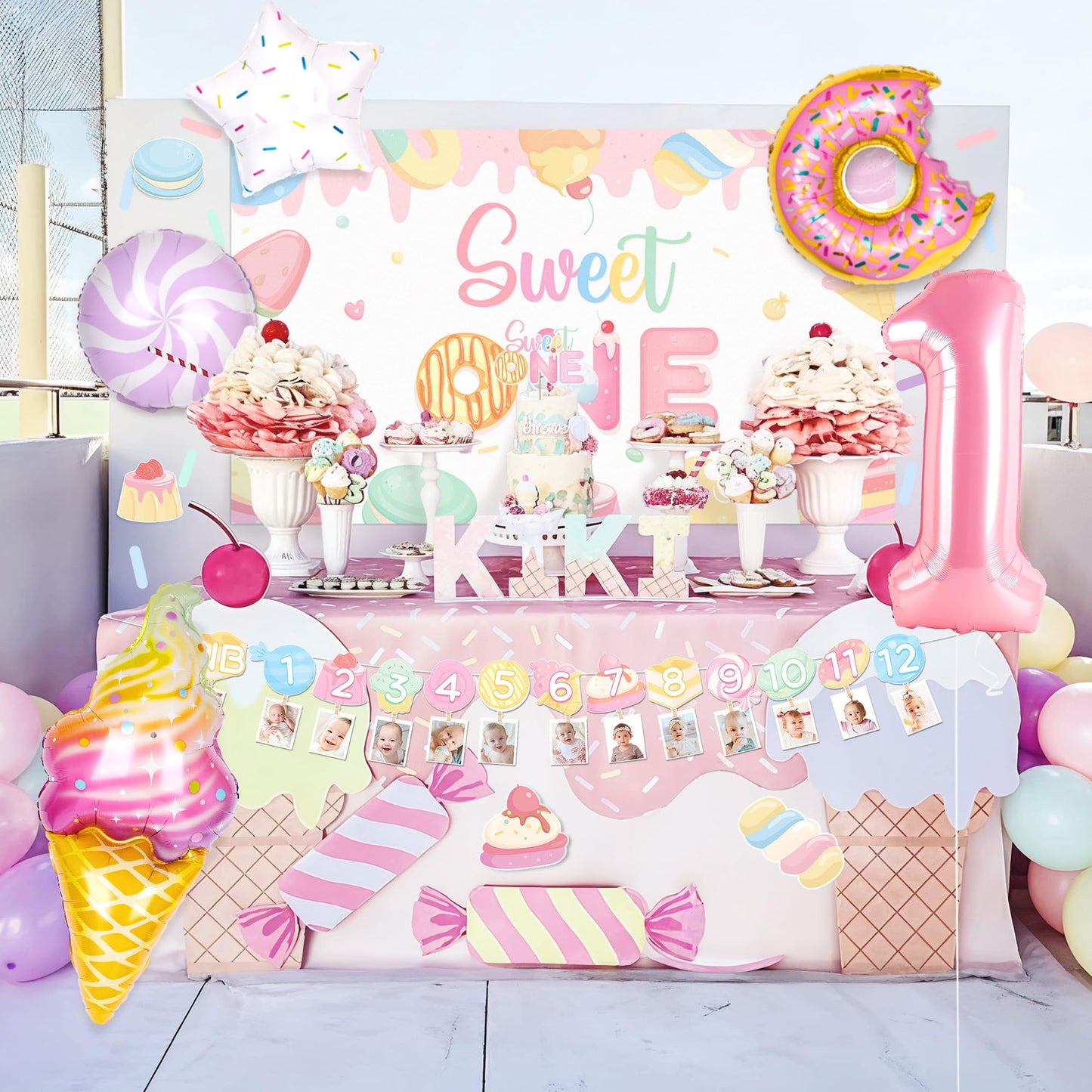 Kriyokiaa Sweet One Birthday Decorations Kit for Girls – 150 Pcs Party Set