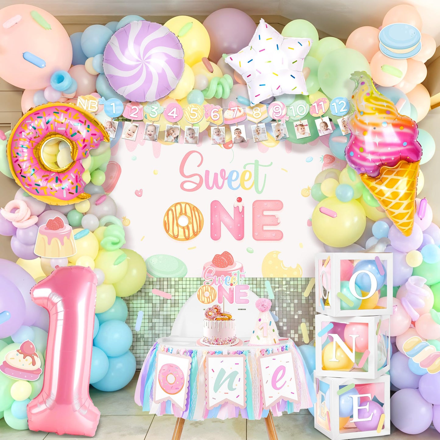 Kriyokiaa Sweet One Birthday Decorations Kit for Girls – 150 Pcs Party Set