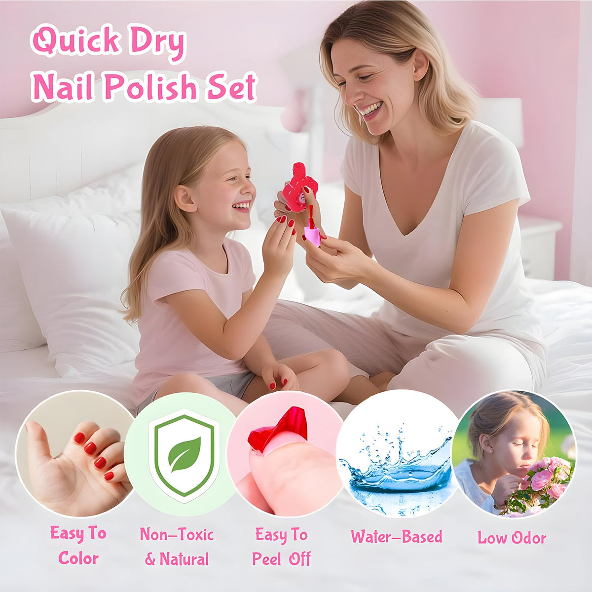 Kryonixty Kids Makeup Kit — Real Washable, Safe Pretend Makeup Set with Mirror