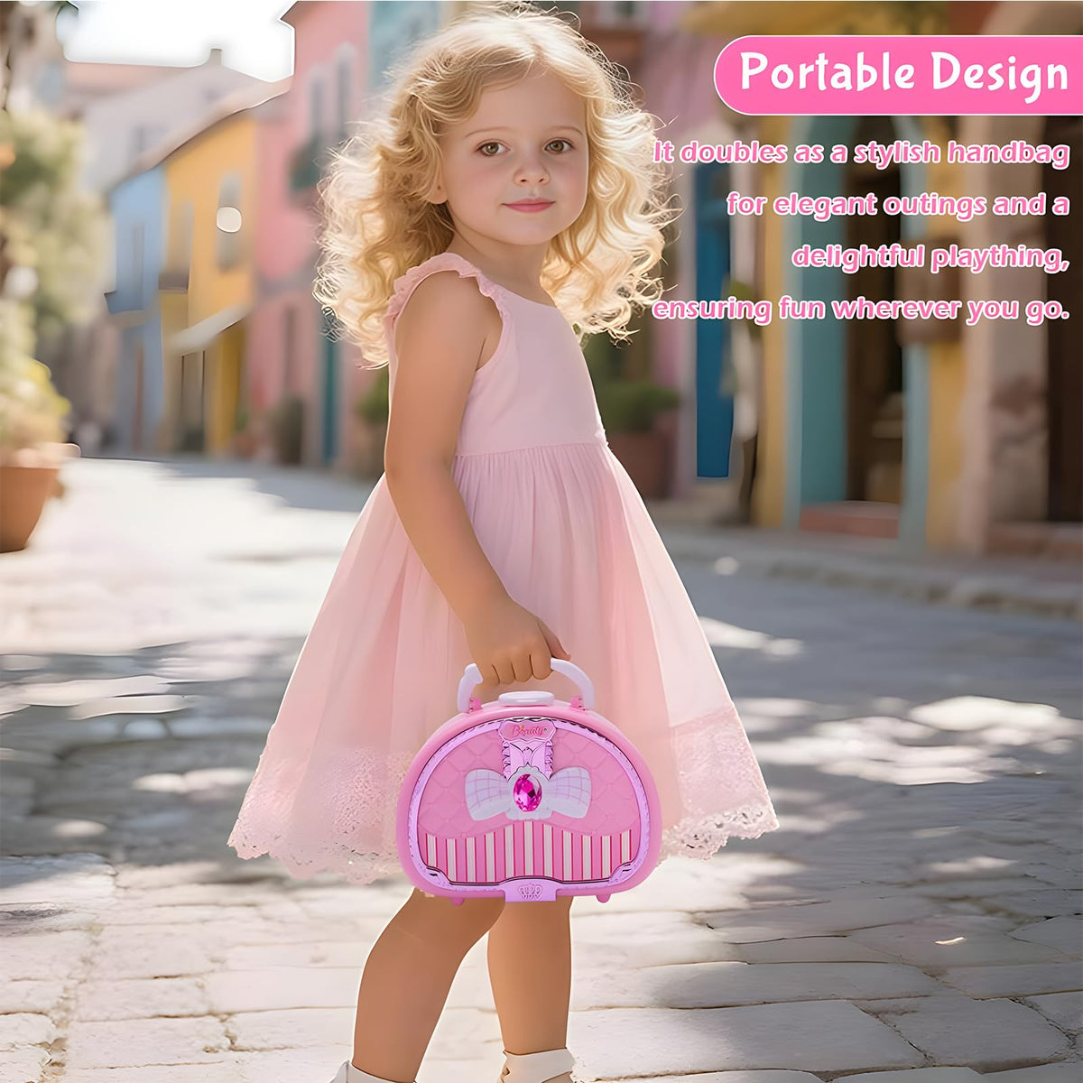 Kryonixty Kids Makeup Kit — Real Washable, Safe Pretend Makeup Set with Mirror
