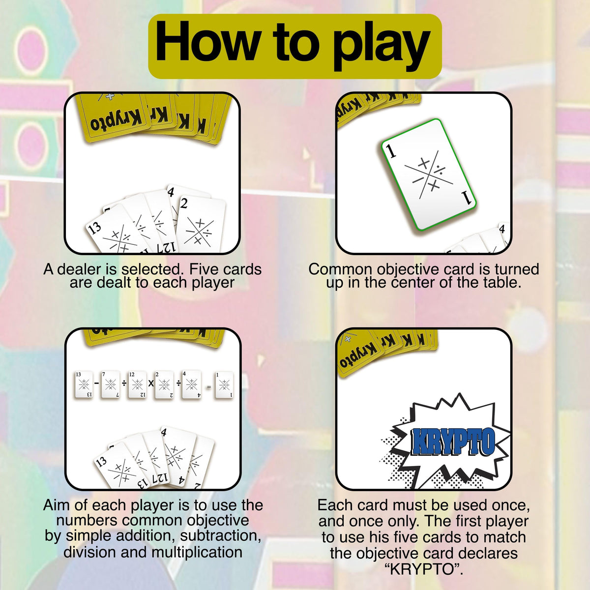 Krypto Original Arithmetic Game – Card Game for Multiplication, Division, Addition & Subtraction | 56 Cards