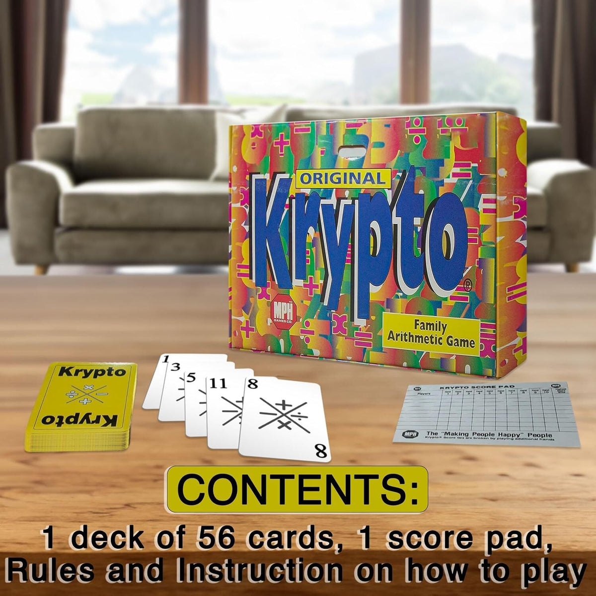Krypto Original Arithmetic Game – Card Game for Multiplication, Division, Addition & Subtraction | 56 Cards