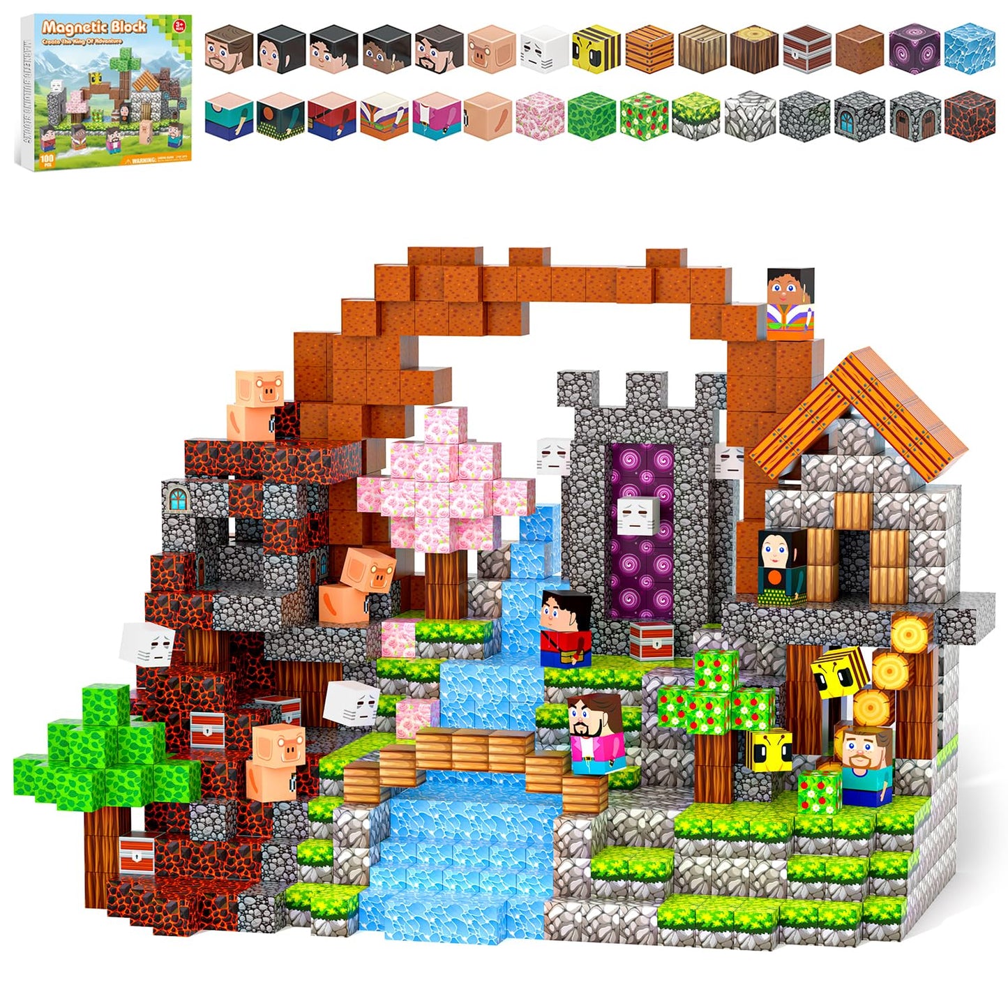 Kryzomat 100PCS Magnetic Blocks – STEM Building Tiles for Kids 3+