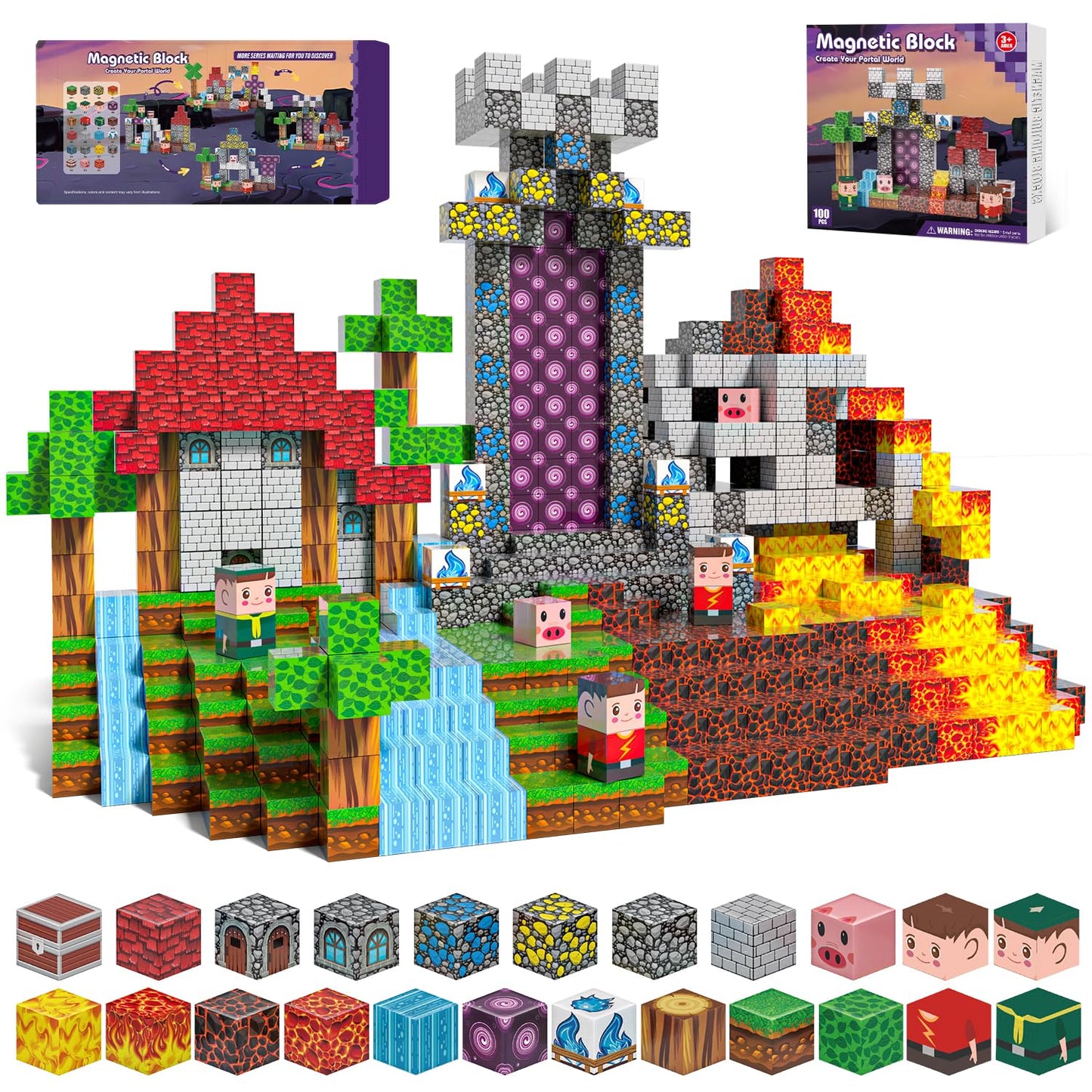 Kryzomat 100PCS Magnetic Blocks - Creative Magnetic Tile Toys for Kids 3+ | STEM & Building Set
