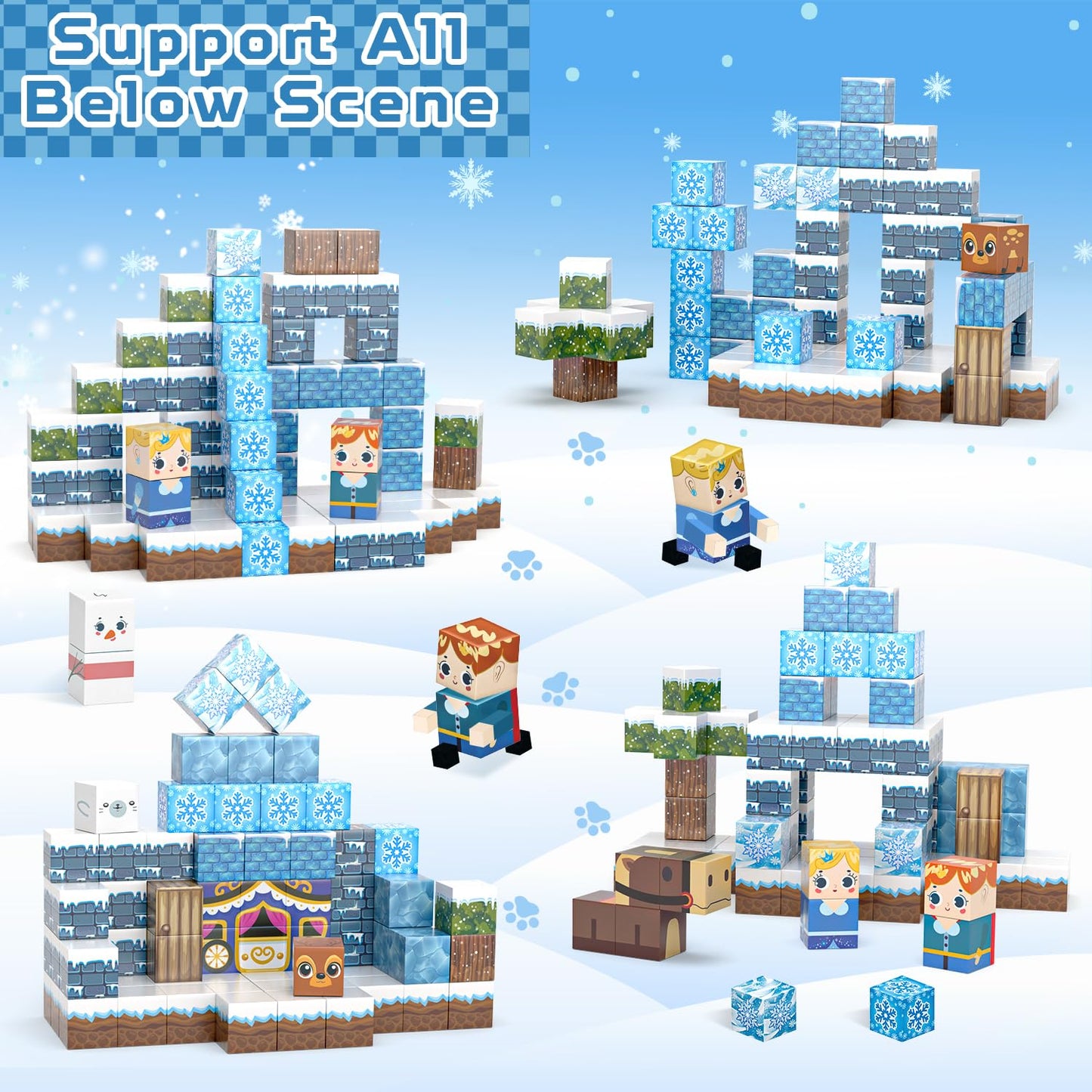 Kryzomat 100PCS Magnetic Blocks – Ice-Themed Castle Set for Kids 3-8