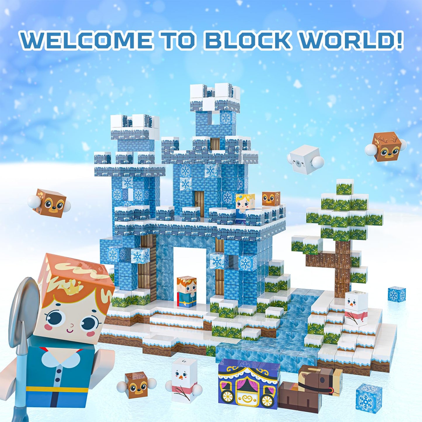 Kryzomat 100PCS Magnetic Blocks – Ice-Themed Castle Set for Kids 3-8