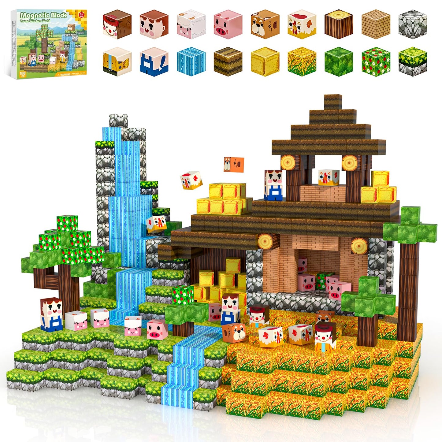 Kryzomat Magnetic Blocks – 100PCS STEM Magnet Cubes for Kids 3-12
