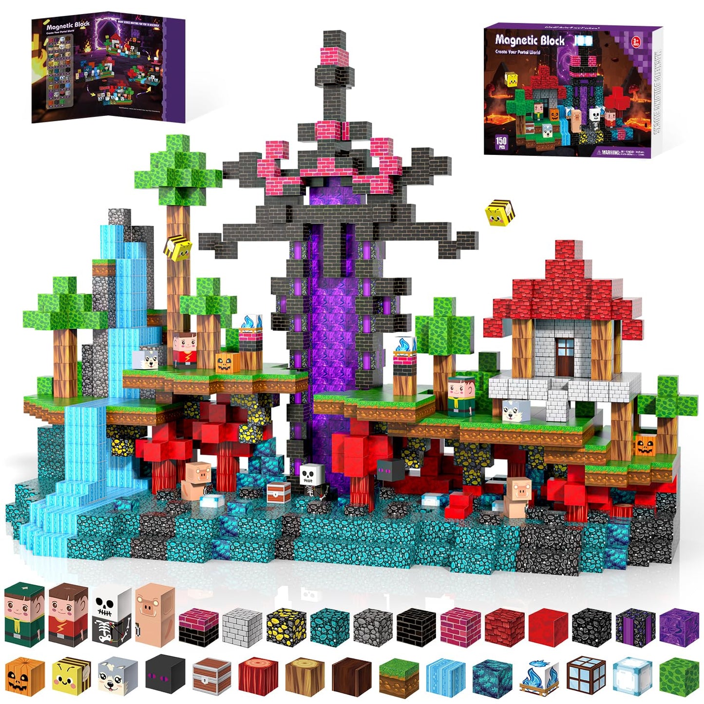 Kryzomat 150PCS Magnetic Blocks – Magnetic Building Tiles for Kids 3+