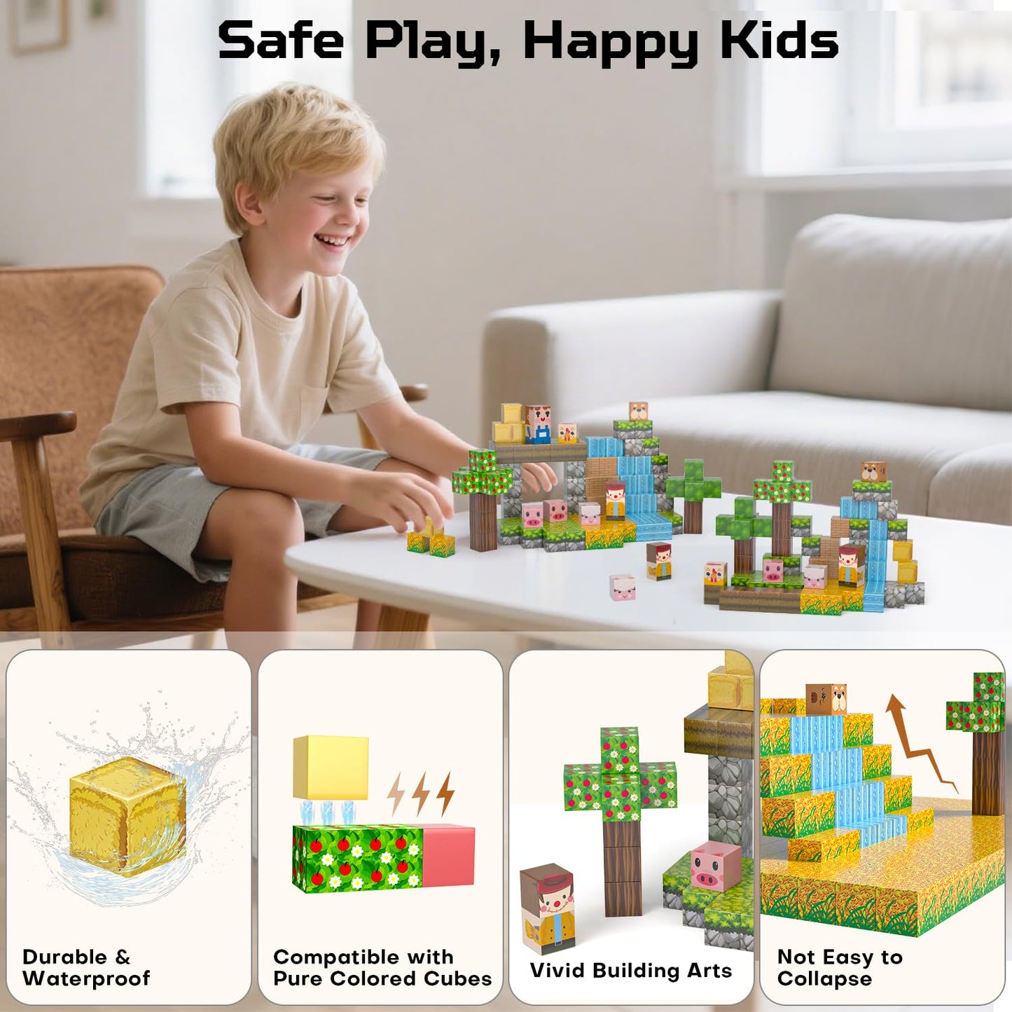 Kryzomat Magnetic Blocks – 100PCS STEM Magnet Cubes for Kids 3-12