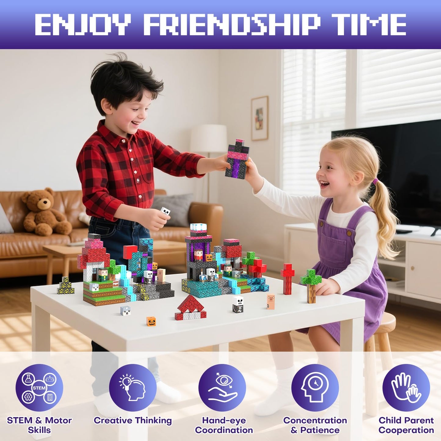 Kryzomat 150PCS Magnetic Blocks – Magnetic Building Tiles for Kids 3+