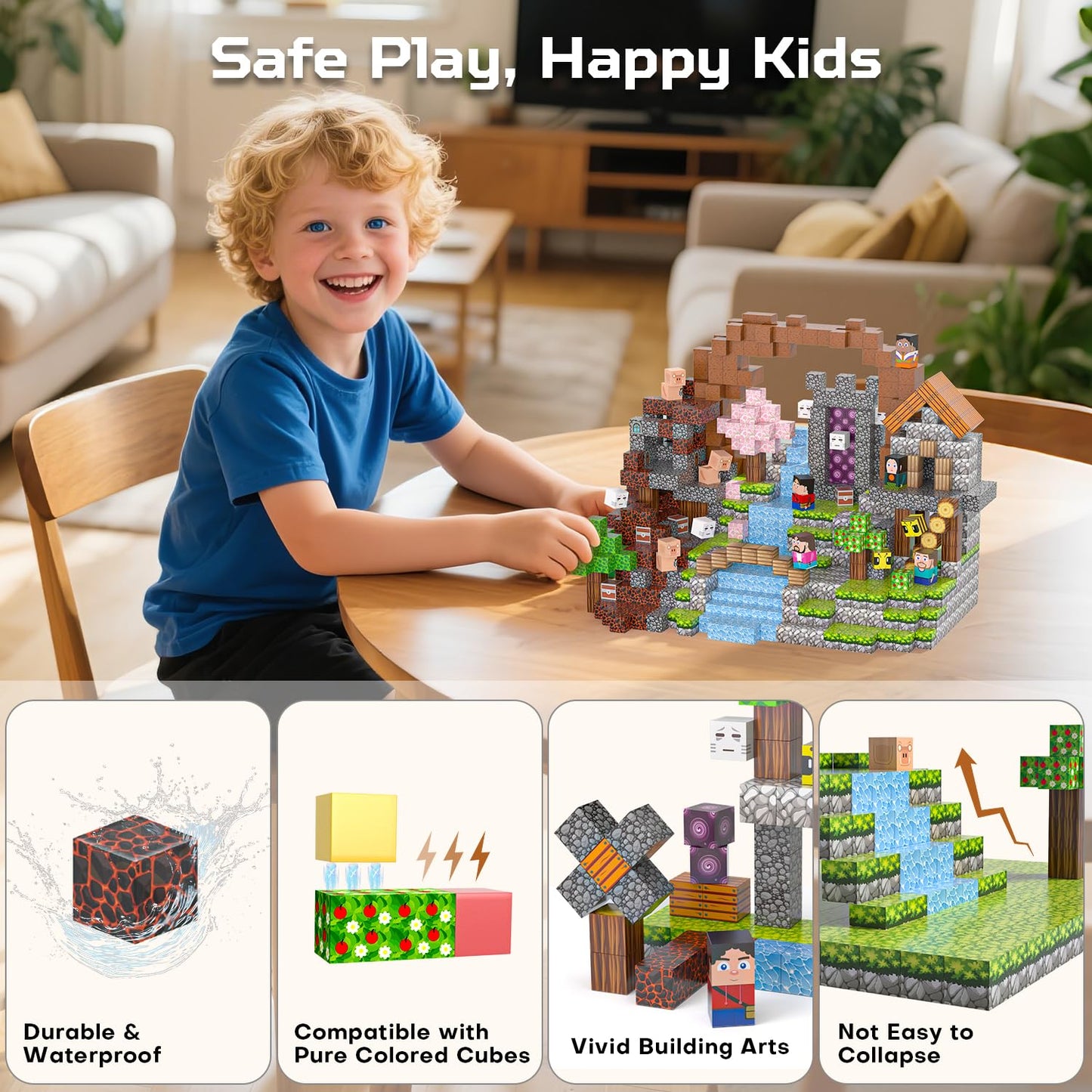 Kryzomat 100PCS Magnetic Blocks – STEM Building Tiles for Kids 3+