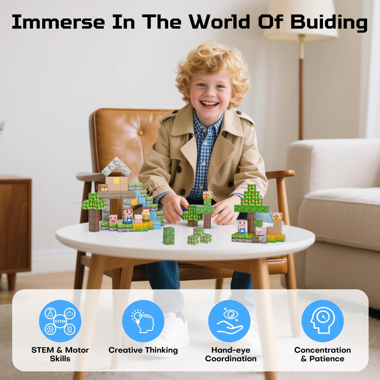 Kryzomat Magnetic Blocks – 100PCS STEM Magnet Cubes for Kids 3-12