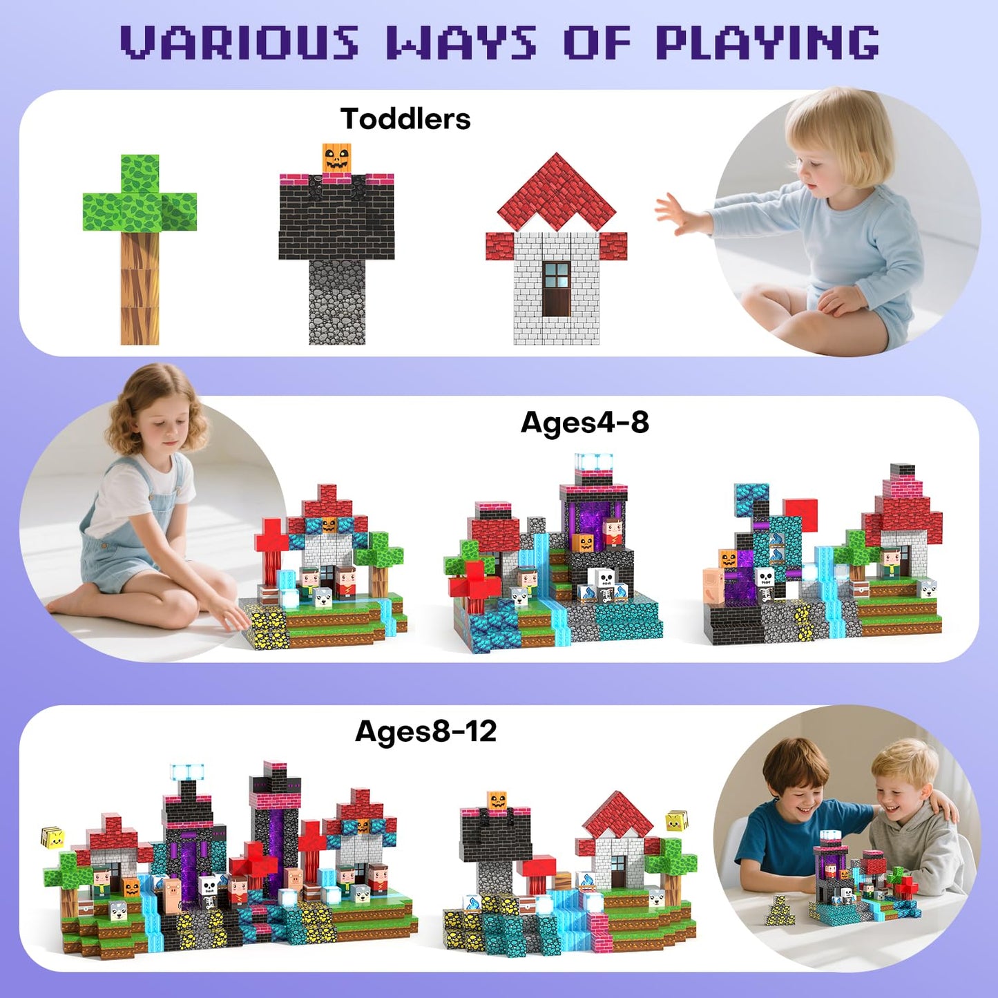 Kryzomat 150PCS Magnetic Blocks – Magnetic Building Tiles for Kids 3+