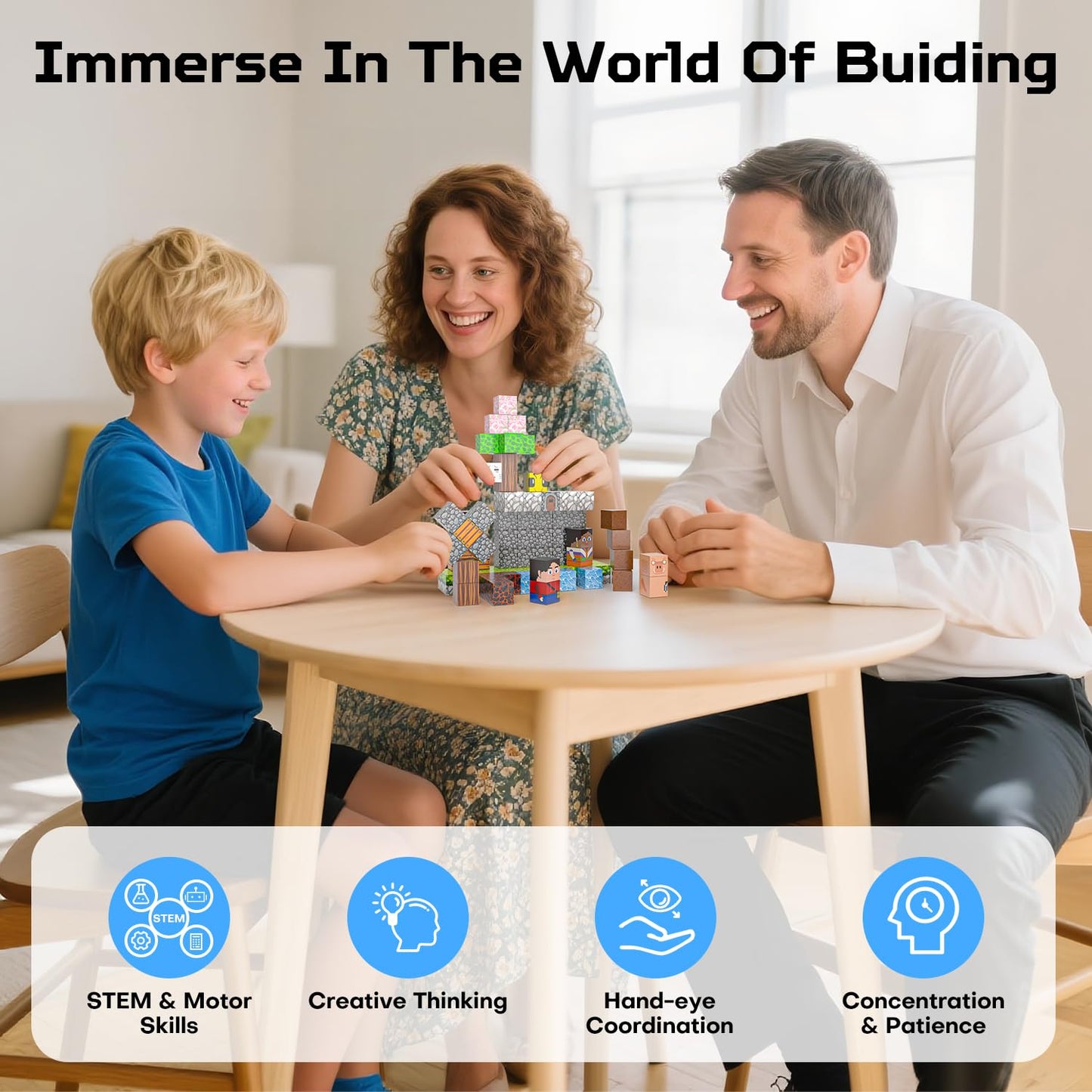 Kryzomat 100PCS Magnetic Blocks – STEM Building Tiles for Kids 3+
