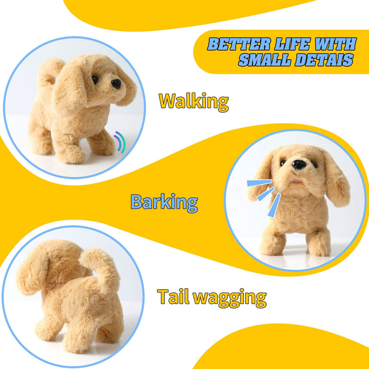 KSABVAIA Plush Golden Retriever Toy Puppy – Interactive Walking, Barking & Tail-Wagging Fun