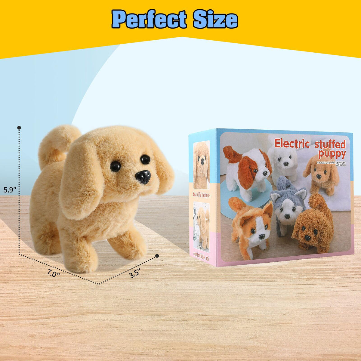 KSABVAIA Plush Golden Retriever Toy Puppy – Interactive Walking, Barking & Tail-Wagging Fun