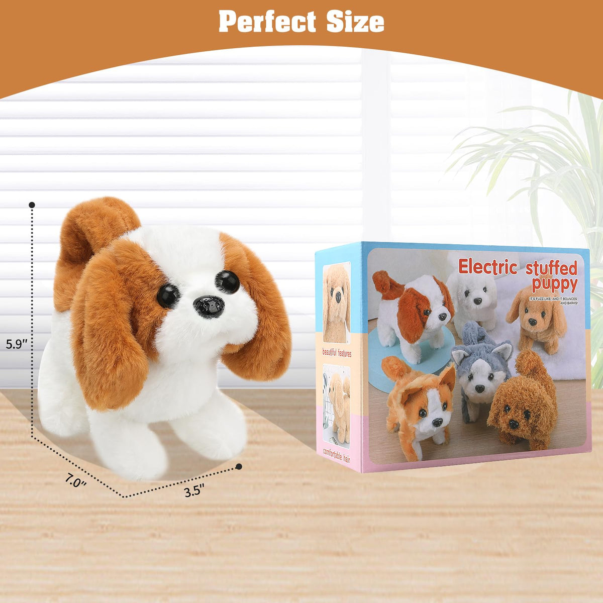 KSABVAIA Plush Saint Bernard Toy — Walking, Barking & Tail Wagging Fun for Kids