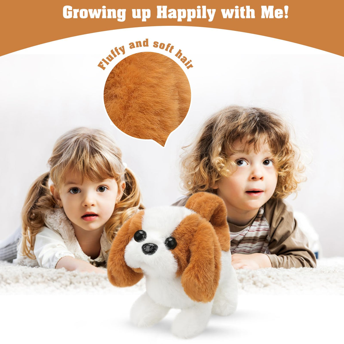 KSABVAIA Plush Saint Bernard Toy — Walking, Barking & Tail Wagging Fun for Kids