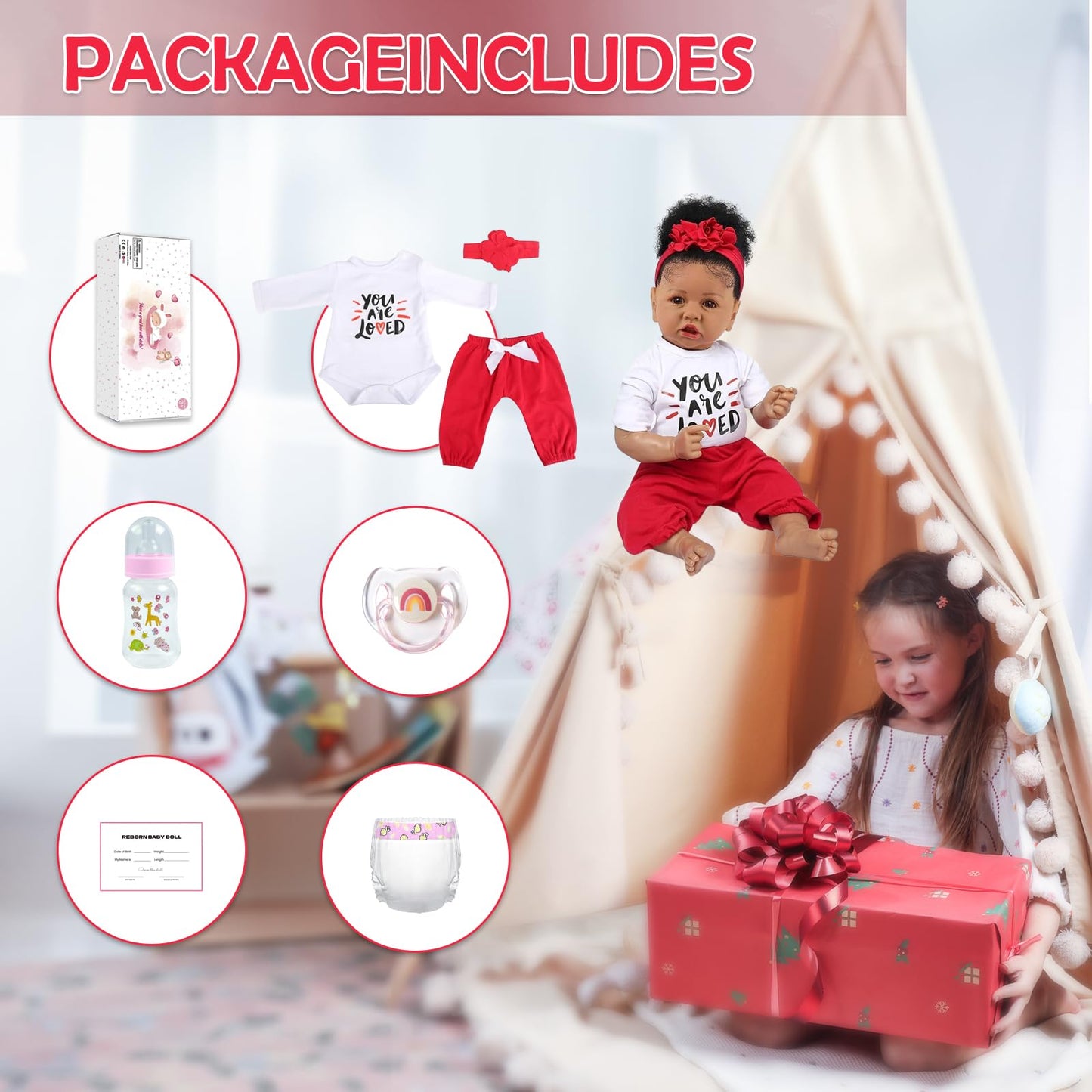 KSBD Realistic Reborn Baby Doll Black Girl — 20-Inch Lifelike Newborn Gift Set