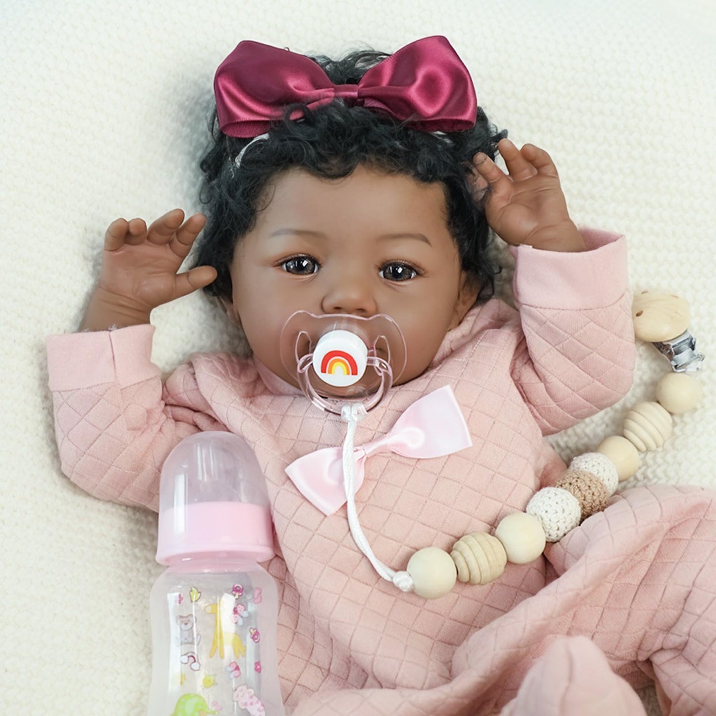 KSBD Realistic Reborn Baby Doll Black Girl – 18-Inch Lifelike Newborn with Gift Set