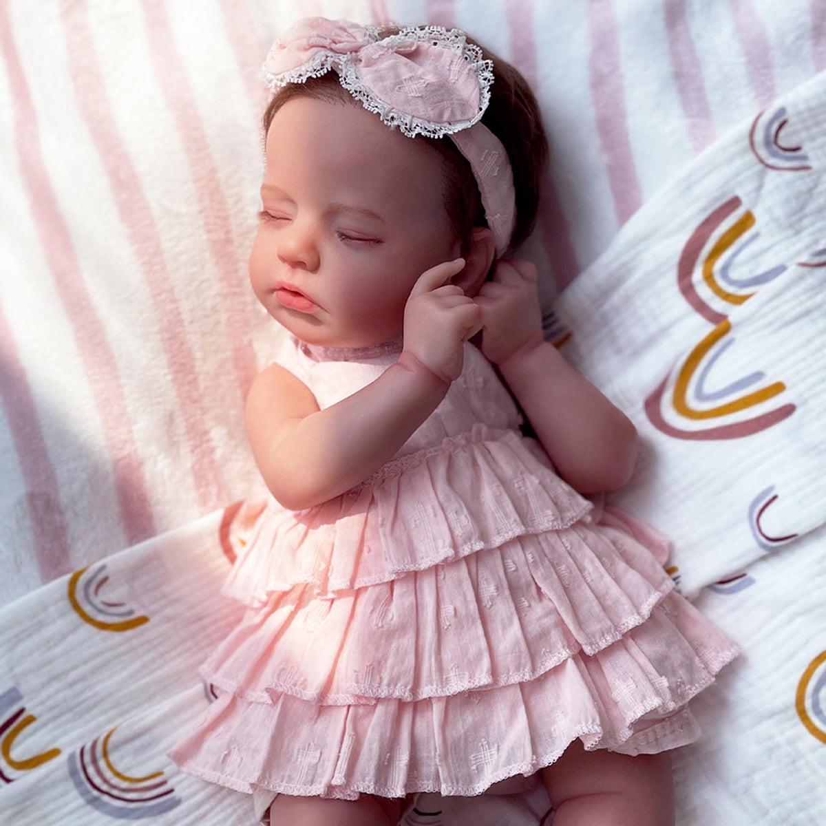 KSBD Reborn Baby Doll Girl – 20-Inch Realistic Sleeping Newborn, Handmade Cloth Body, Gift Set