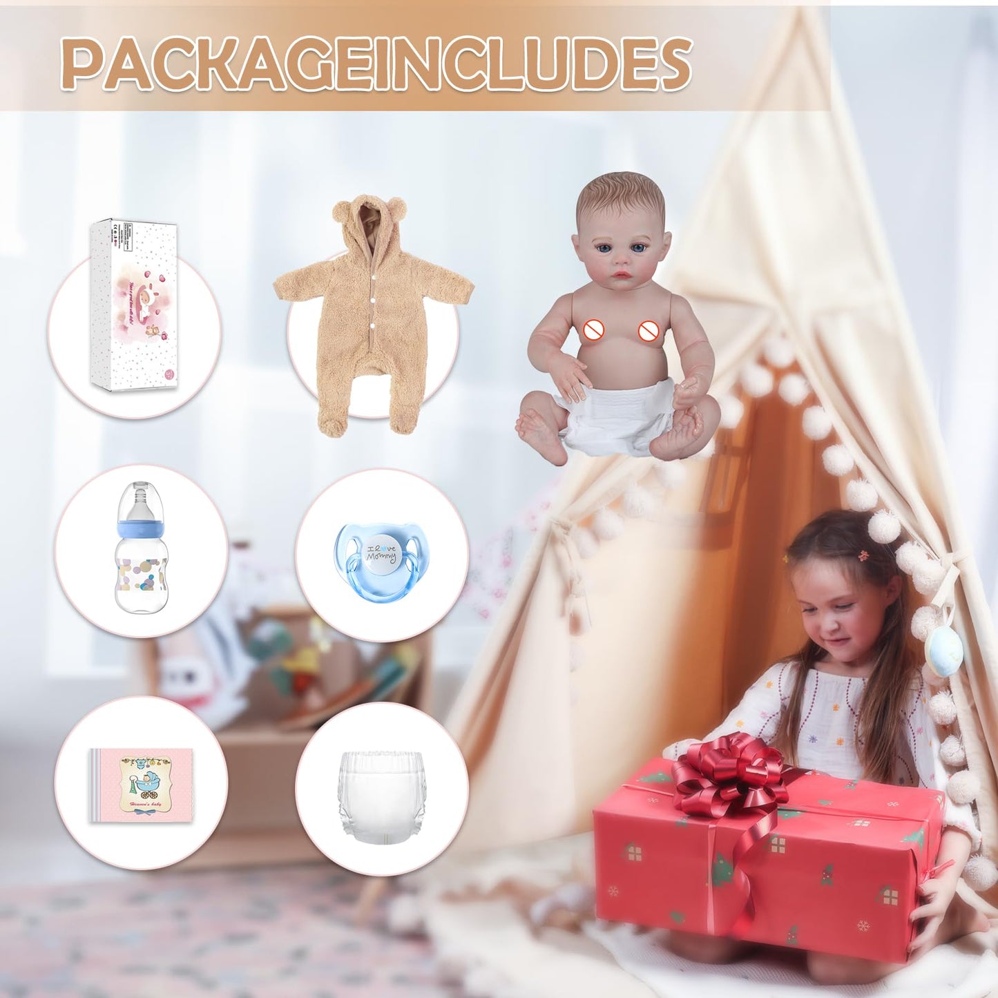 KSBD Reborn Baby Dolls - 18 Inch Realistic Lifelike Baby Boy with Accessories