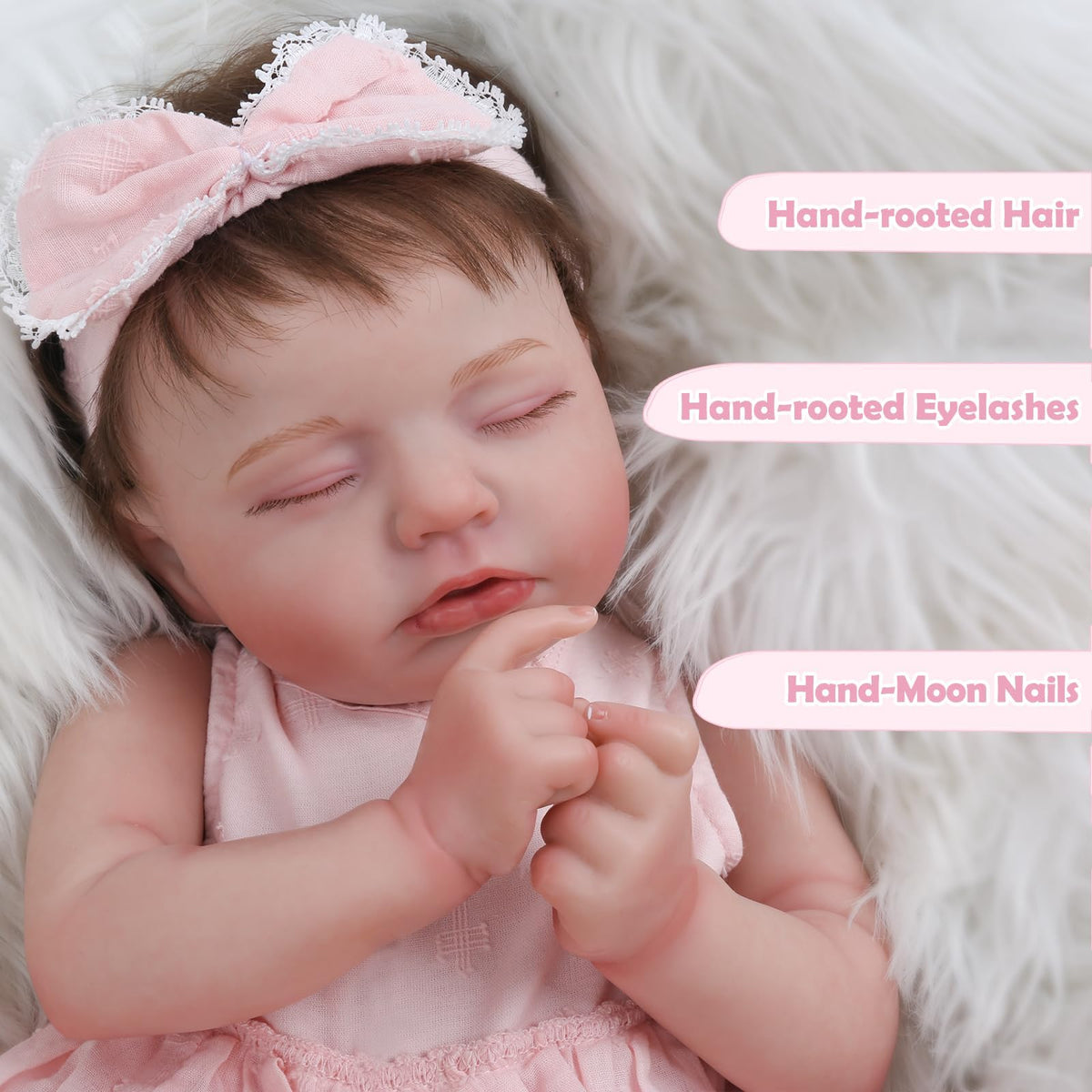 KSBD Reborn Baby Doll Girl – 20-Inch Realistic Sleeping Newborn, Handmade Cloth Body, Gift Set