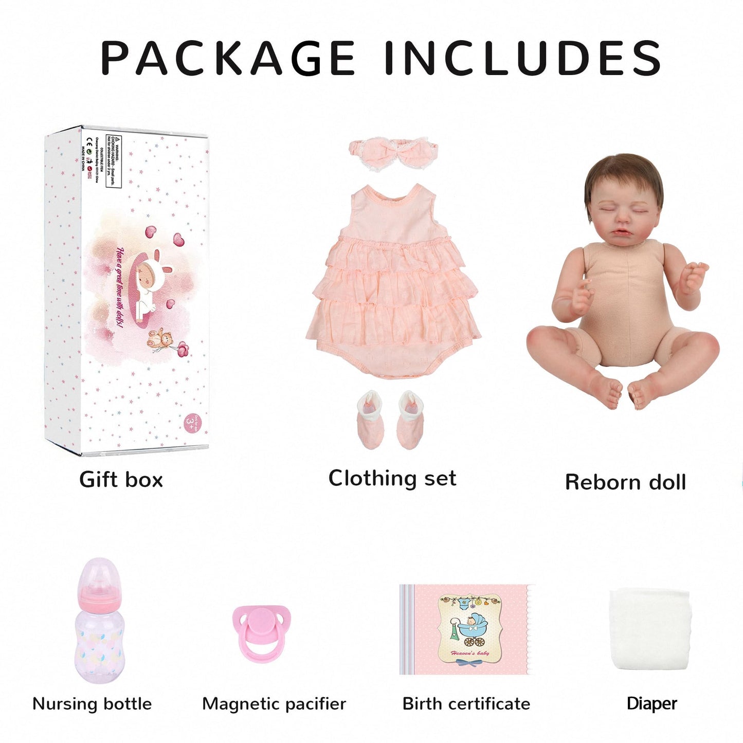 KSBD Reborn Baby Doll Girl – 20-Inch Realistic Sleeping Newborn, Handmade Cloth Body, Gift Set