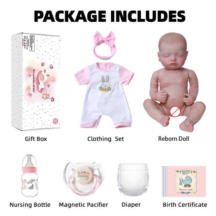 KSBD Realistic Reborn Baby Girl Rosalie — 20-inch Lifelike Vinyl Doll with Accessory Set