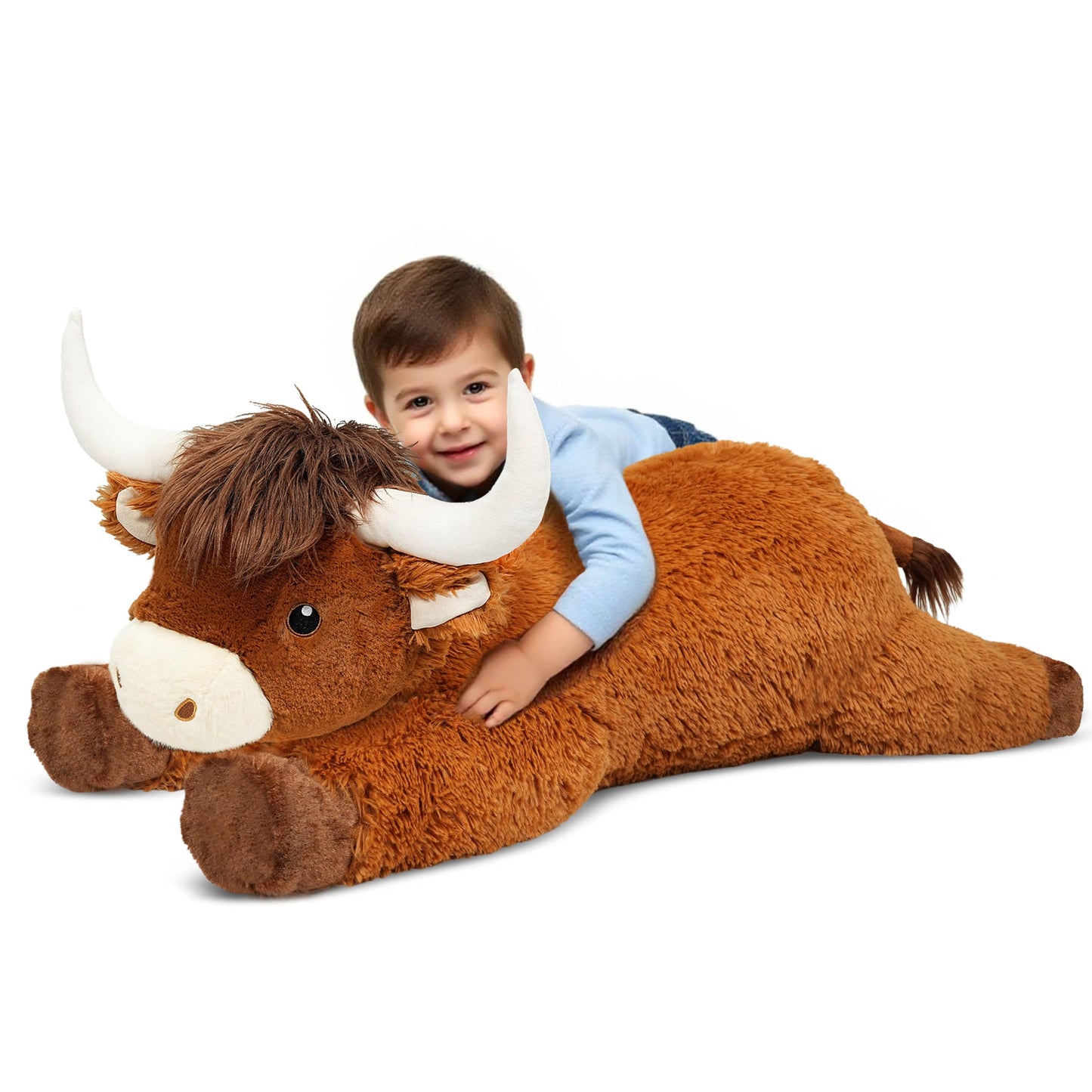 Ksidzas 39-Inch Giant Highland Cow Plush – Oversized Cuddly Stuffed Animal for Kids and Adults