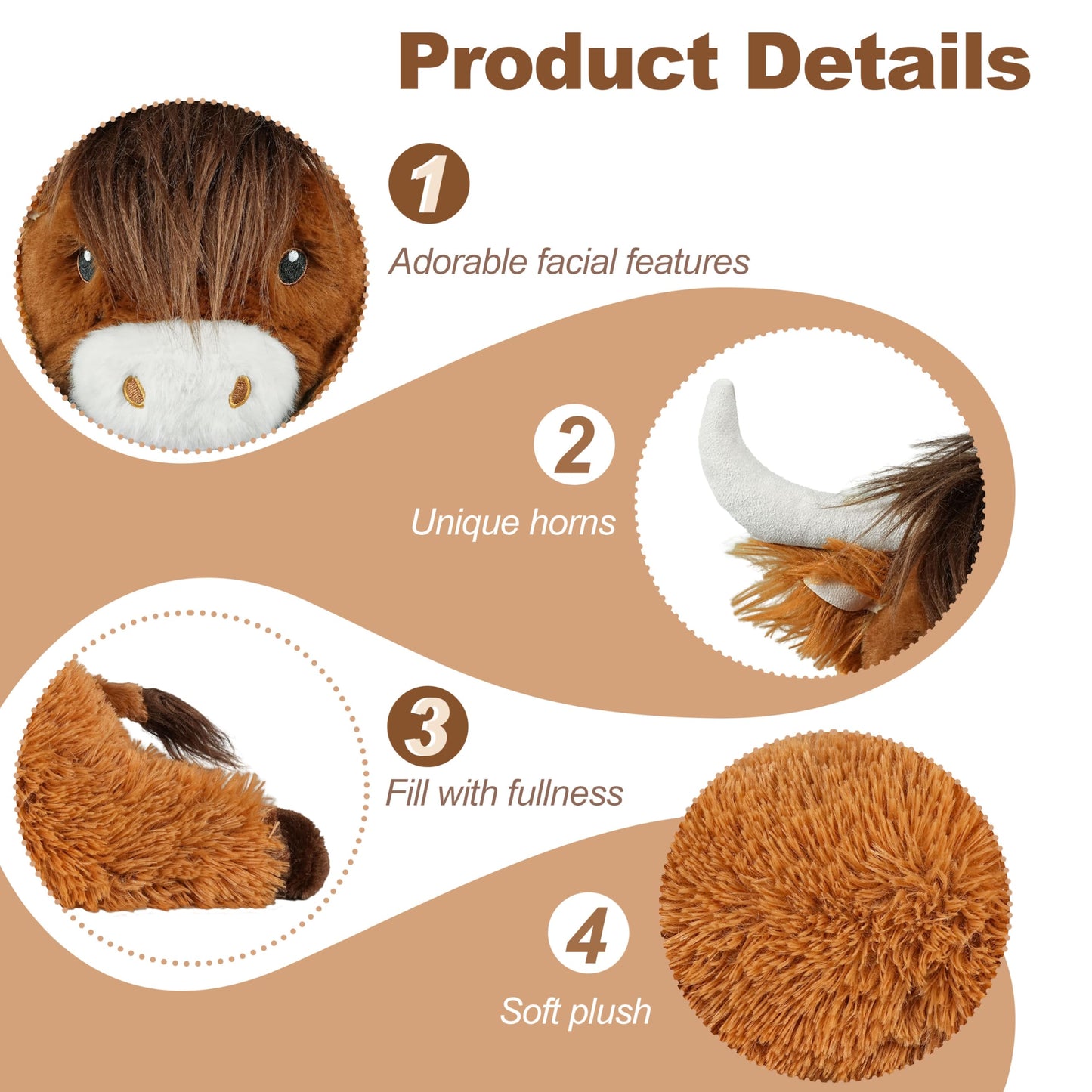 Ksidzas 4 lbs Weighted Highland Cow Plush – 21-Inch Cuddly Stuffed Animal