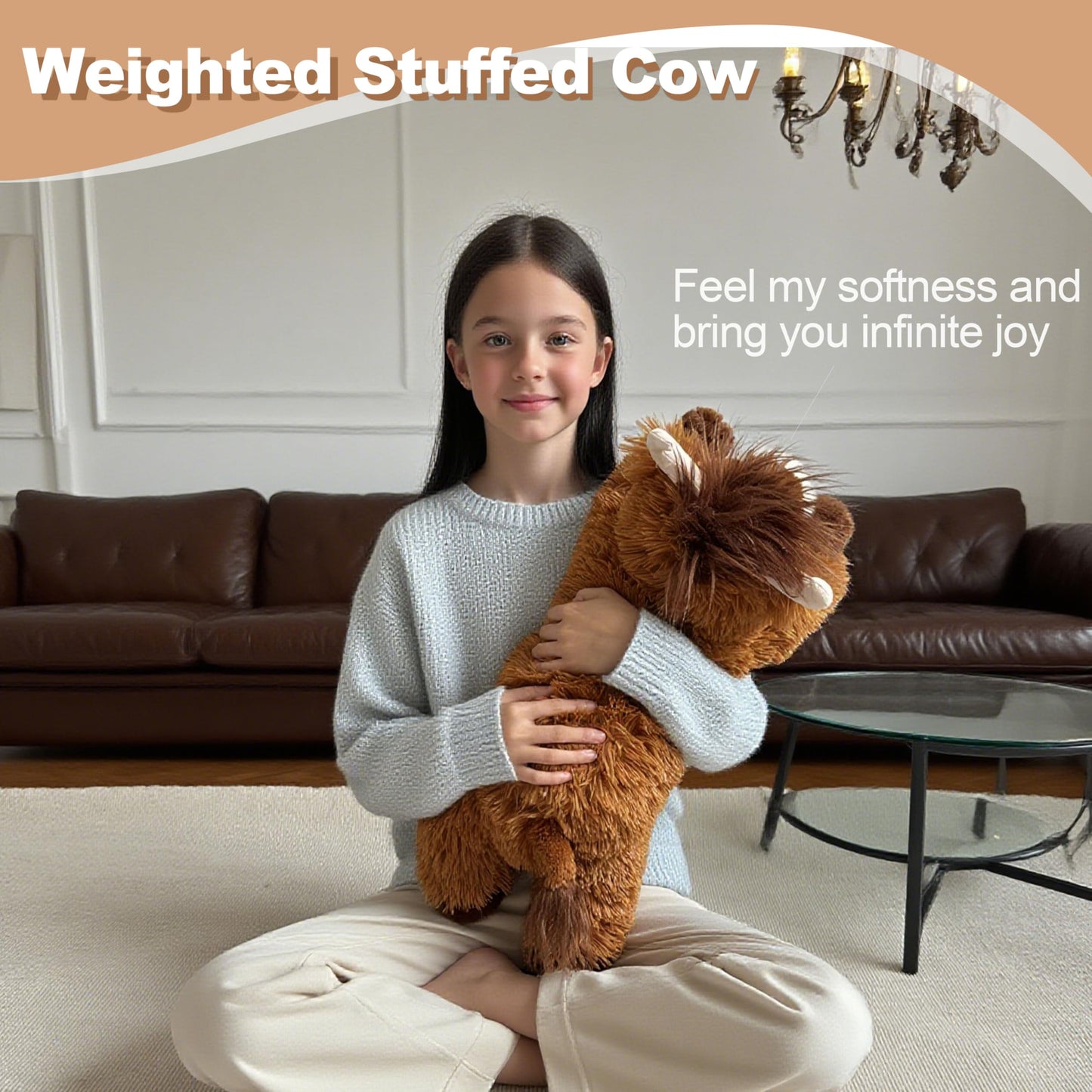Ksidzas 4 lbs Weighted Highland Cow Plush – 21-Inch Cuddly Stuffed Animal