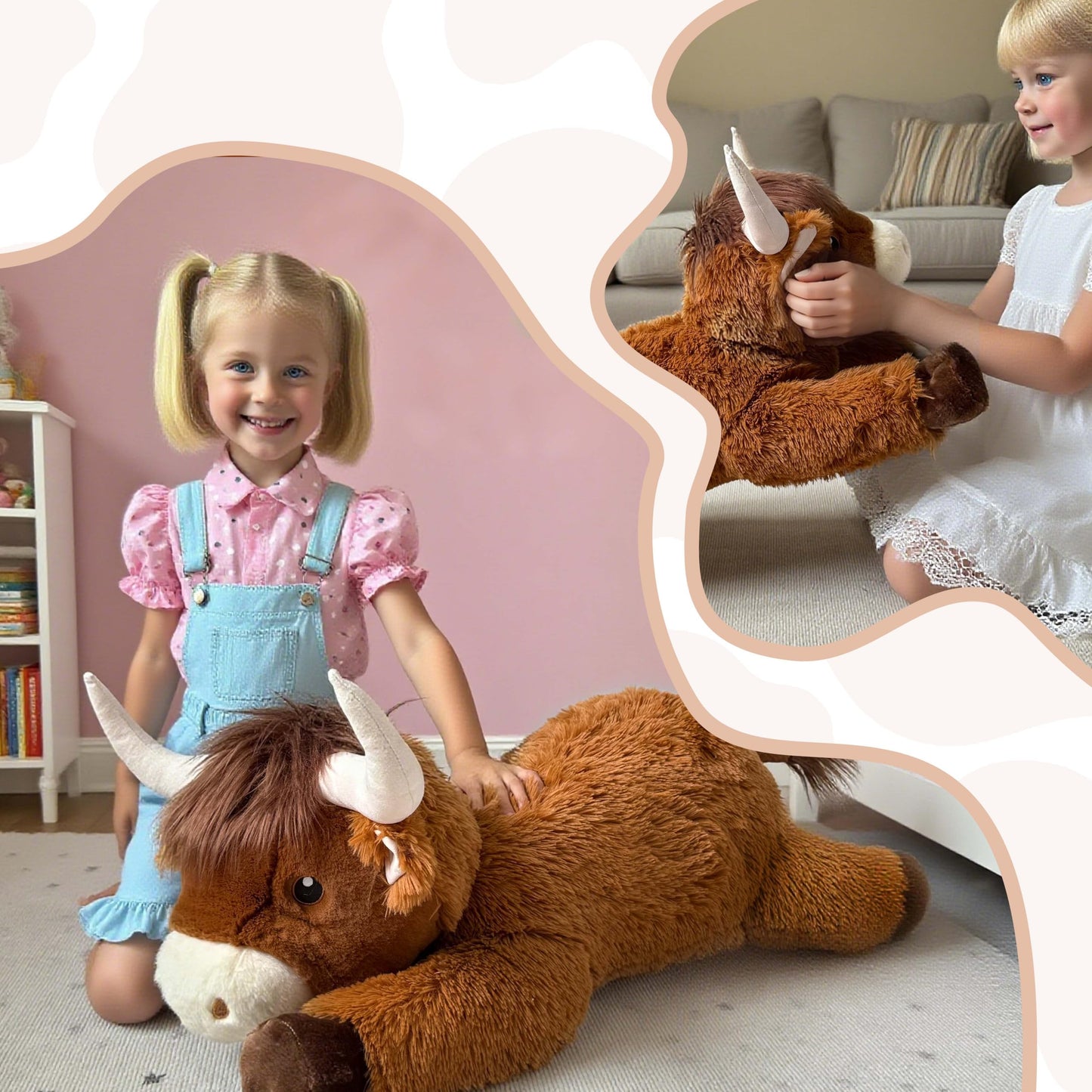 Ksidzas 39-Inch Giant Highland Cow Plush – Oversized Cuddly Stuffed Animal for Kids and Adults