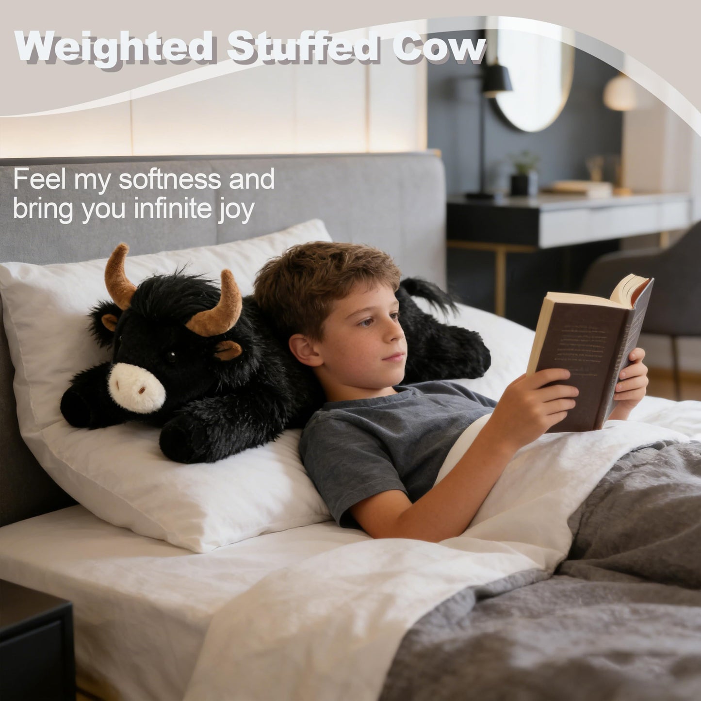 Ksidzas 4 lbs Weighted Highland Cow Plush — 21 Inch Cute Stuffed Animal