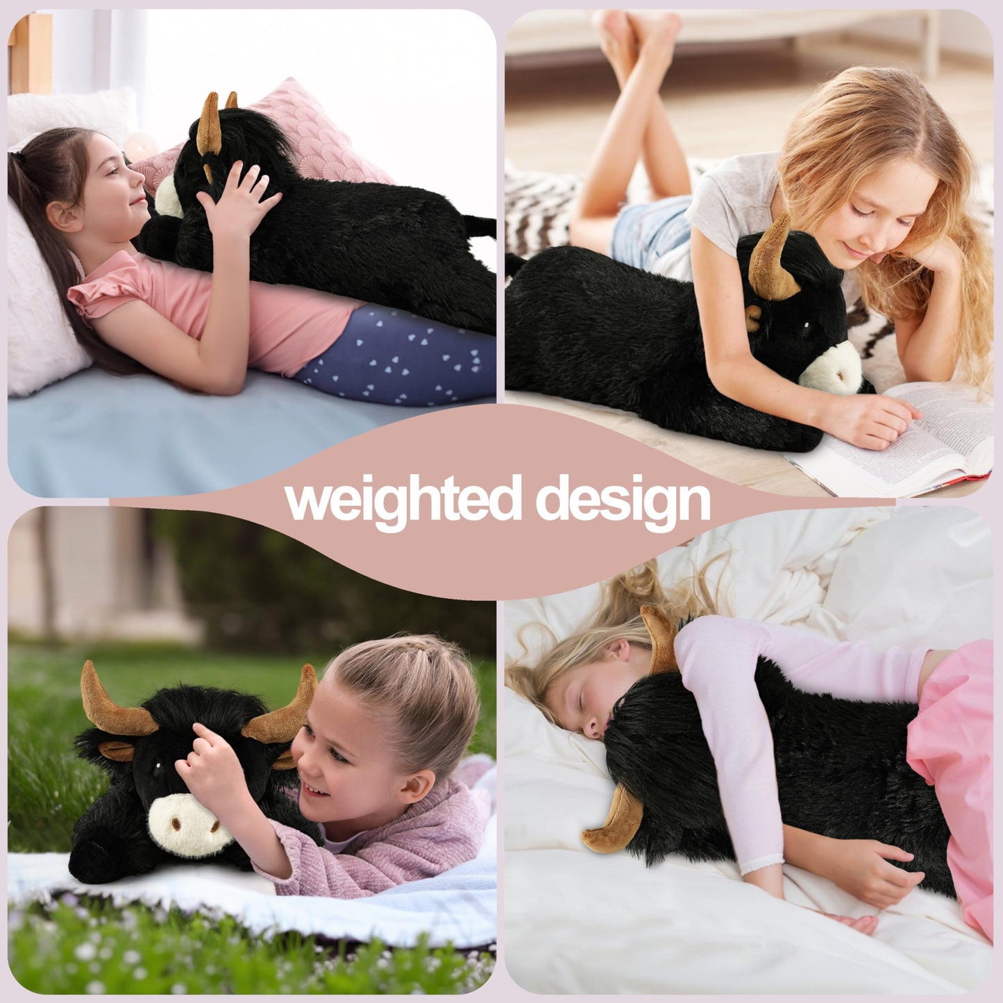 Ksidzas 4 lbs Weighted Highland Cow Plush — 21 Inch Cute Stuffed Animal